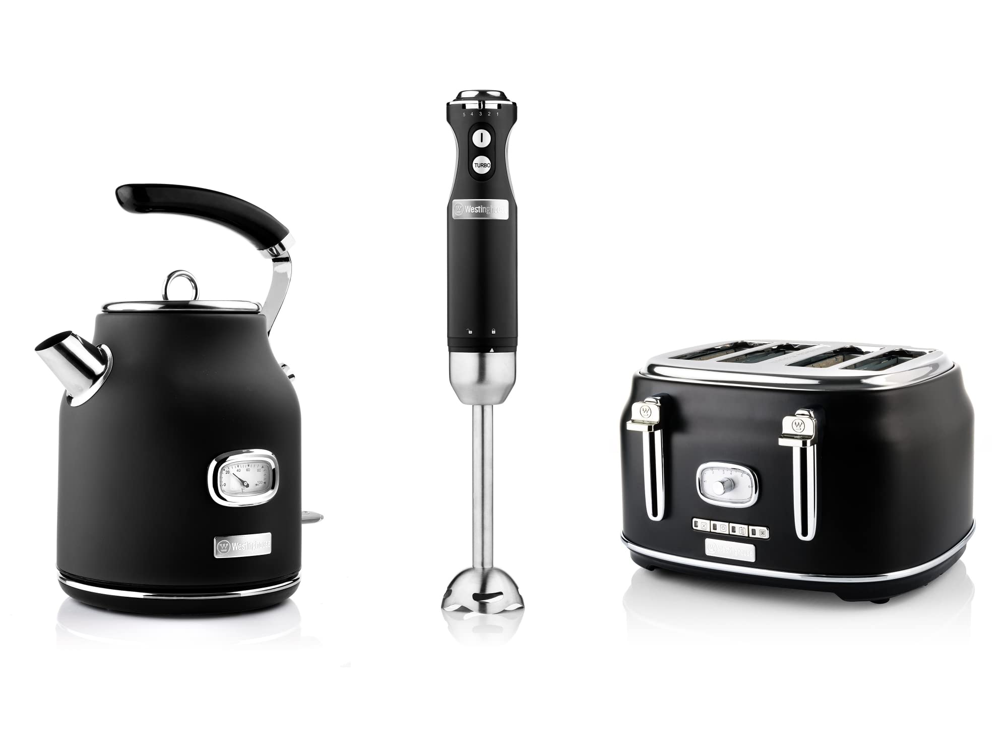 ست توستر،گوشت کوب برقی و کتری برقی وستینگهاوس آمریکا، Westinghouse‎‎ ‎‎‎WES16 کتری 1.7 لیتری و رسوب آهک، توستر چهار شیار با ضمیمه نان، مخلوط کن دستی با 4 تنظیم سرعت