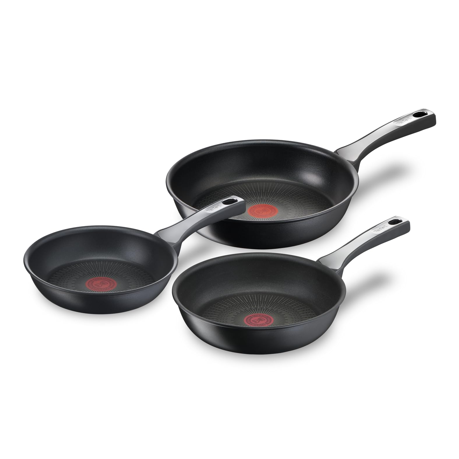 ماهیتابه 3 پارچه تفال تابه القایی 20 سانتی متر، 24 سانتی متر، 28 سانتی متر با پوشش نچسب ضد خش، سیگنال حرارتی در دمای ایده آل سرخ کردن، بدون PFOA، مناسب برای انواع اجاق گاز ست تابه 3 تکه G25991 ، ماهیتابه 20 سانتی متر / 24 سانتی متر / 28 سانتی متر