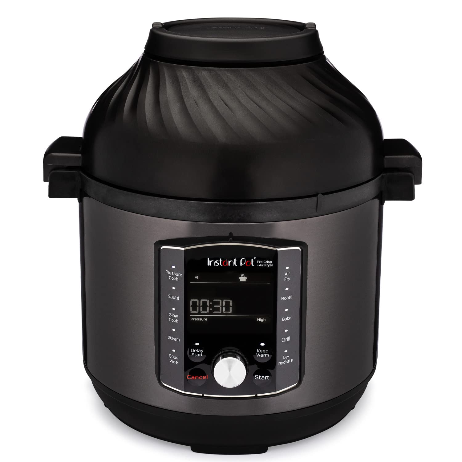 زودپز برقی مولتی کوکر اینستنت کانادا Instant Pot Pro Crisp 11-in-1 - اجاق گاز تحت فشار، سرخ کن هوا، اجاق گاز آهسته، بخارپز، کباب پز، آبگیر و دستگاه سوسویید - فولاد ضد زنگ مشکی، 1500 وات، 7.6 لیتر،
