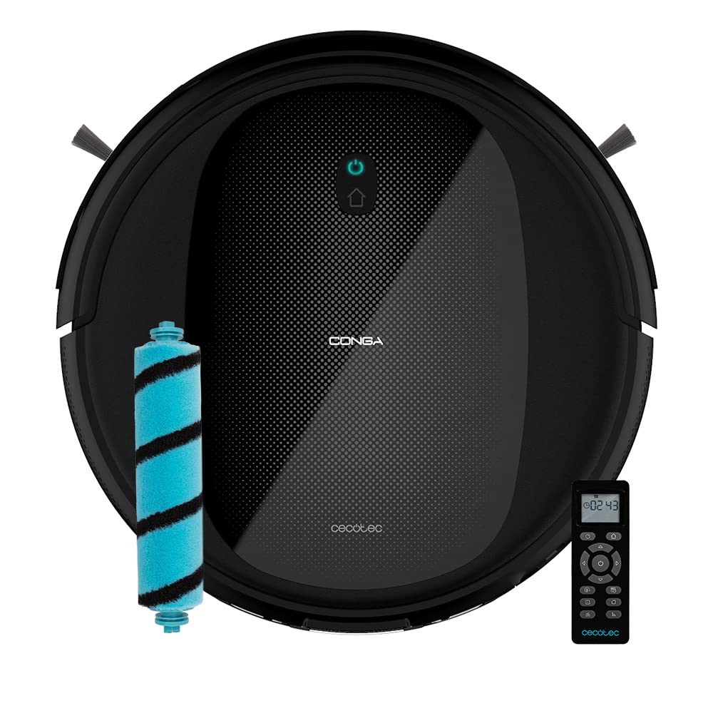 جاروبرقی ربات تیتانیوم Cecotec Conga Quick & Clean با فناوری تصادفی، 160 دقیقه خودمختاری، 1400 Pa، 3 سطح قدرت و شستشو، برس Jalisco، کنترل از راه دور، 5792، مشکی