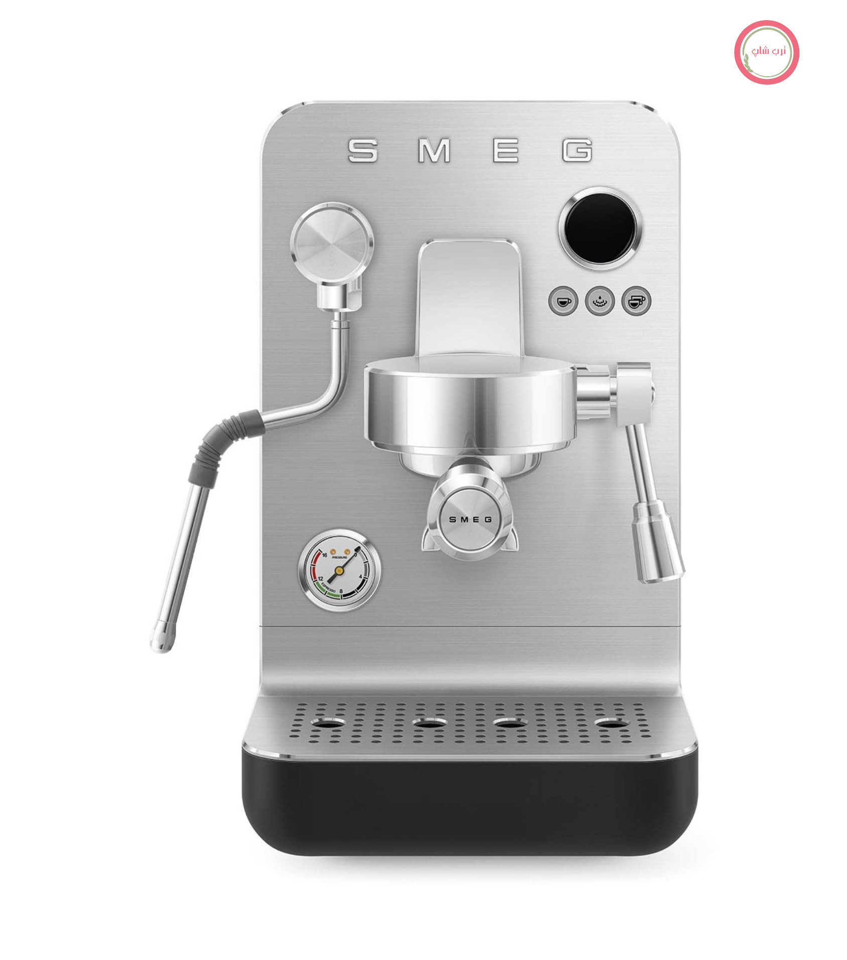 دستگاه قهوه اسپرسو دستی Smeg مدل MiniPro EMC02BLMEU، دارای ترموبلاک سه‌گانه، نازل بخار حرفه‌ای و نگهدارنده فیلتر، مخزن ۱.۷ لیتری، سینی چکه‌گیر قابل جدا شدن، ۱۷۰۰ وات، مشکی مات