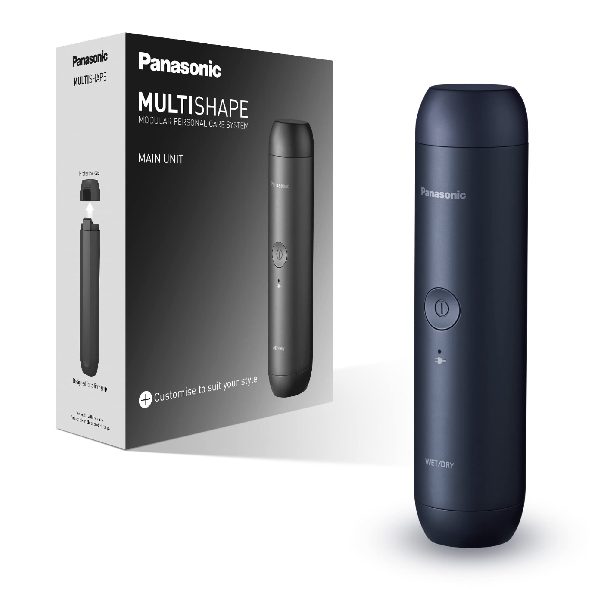 سیستم اصلاح مدولار پاناسونیک MULTISHAPE مدل ER-CBN1، واحد اصلی برای اصلاح ریش/بدن/مو و اصلاح بینی/گوش/ابرو، ریش‌تراش ۳ تیغه، مسواک با باتری قابل شارژ Ni-MH، دسته NiMH. بدون لوازم جانبی.