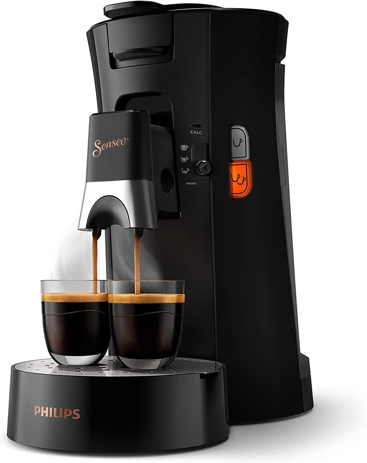 دستگاه قهوه ساز پد قهوه فیلیپس PHILIPS Senseo Select، دستگاه پد قهوه - انتخاب قدرت قهوه پلاس، عملکرد یادداشت، ساخته شده از پلاستیک بازیافتی، 0.9 لیتر، مشکی (CSA240/60)