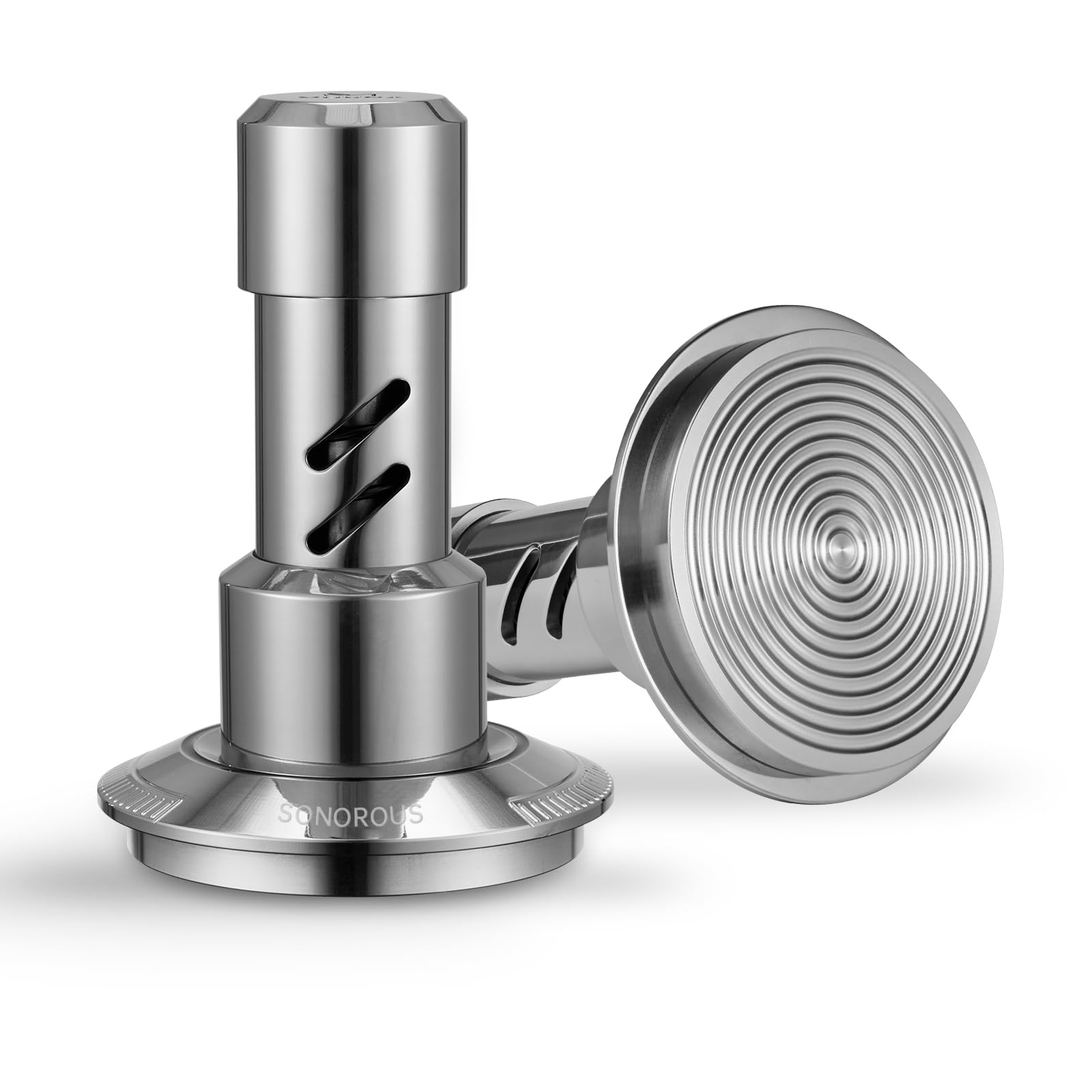 تامپر اسپرسو MUVNA، ۵۳ میلی‌متر، فنردار با بازخورد صدا، ابزار تامپر خودتراز برای اسپرسو، باریستا، تامپر کالیبره شده با فنر جایگزین، مناسب برای پورتافیلتر ۵۳.۳ میلی‌متری ۵۳ میلی‌متری