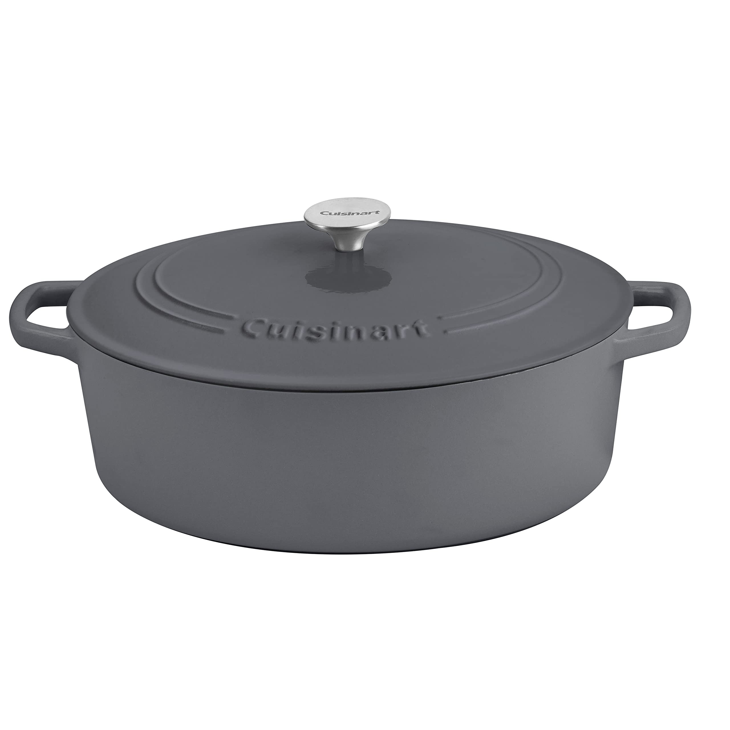 قابلمه چدنی ظرف بیضی CUISINART، 7 لیتر، خاکستری تیره