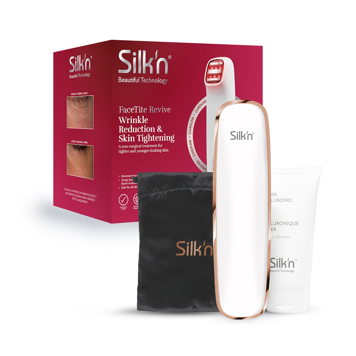 دستگاه جوانسازی و رفع چین و چروک سیلکن هلند Silk'n FaceTite Revive بی سیم برای کاهش چین و چروک و سفت کردن پوست با فناوری HT - آزمایش شده بالینی