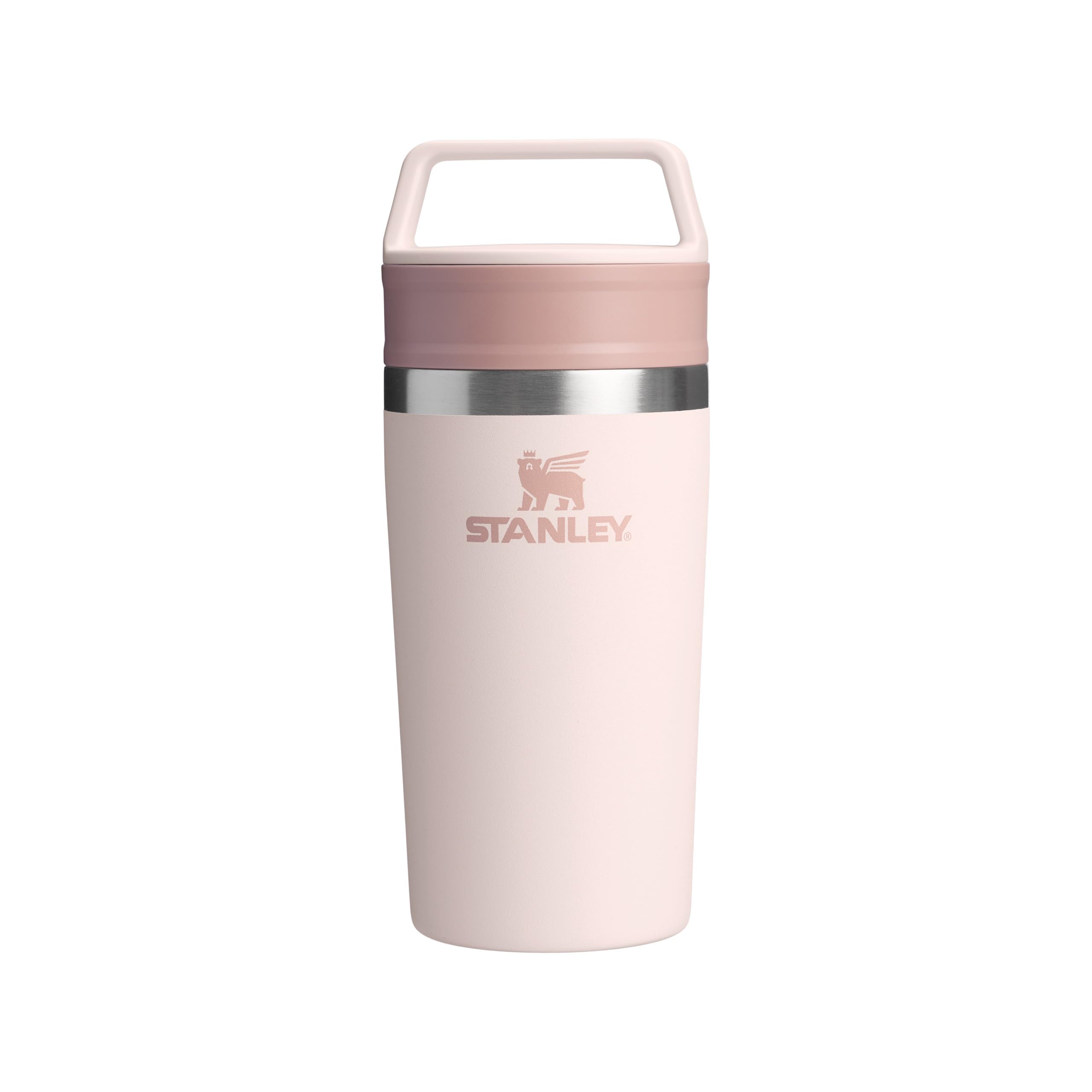 ماگ قهوه Stanley Cafe To-Go 0.35L - 4 ساعت گرم - 5 ساعت سرد - ماگ حرارتی از جنس استیل ضد زنگ - قابل شستشو در ماشین ظرفشویی - دسته حمل آسان - ماگ قهوه To-Go - رنگ رز کوارتز