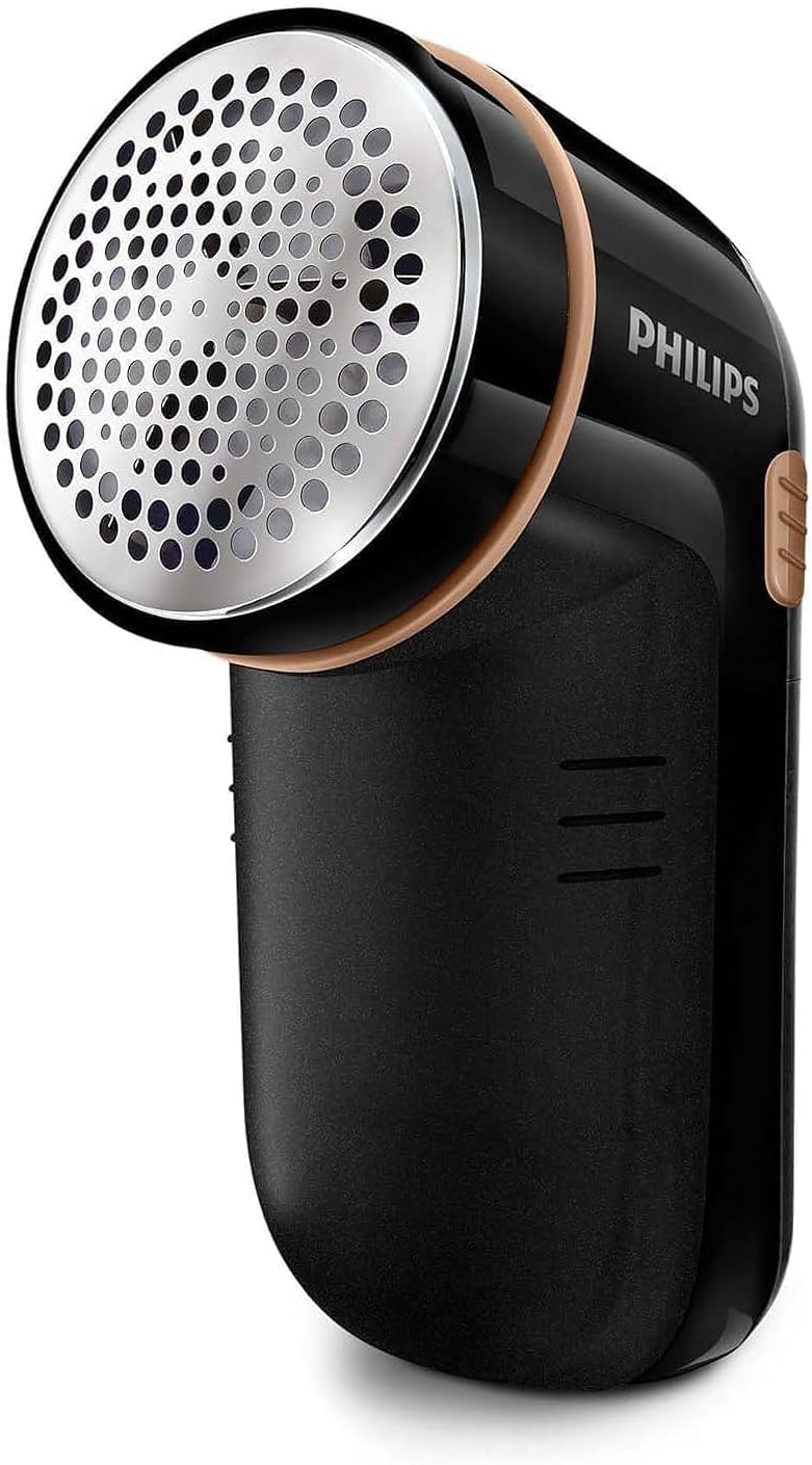 پرزگیر لباس فیلیپس Philips GC026/80 برای همه لباس ها، 2 تنظیم ارتفاع، کارکرد با 2 باتری ، طلایی سیاه