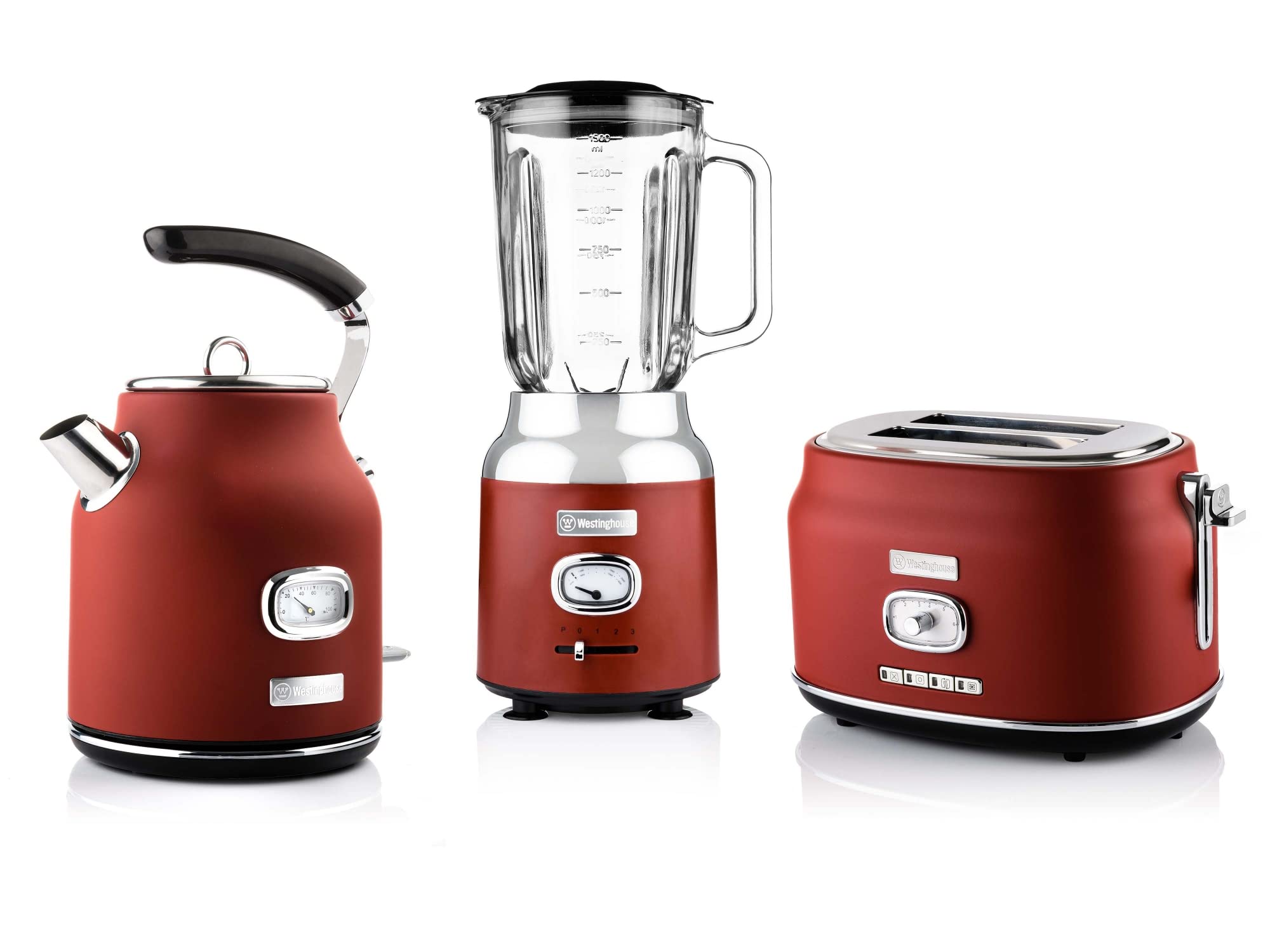 ست توستر،مخلوط کن و کتری برقی وستینگهاوس آمریکا، Westinghouse‎‎ ‎‎‎‎WES08 کتری 1.7 لیتری و آهک، توستر دو شیار با گرم کننده نان، مخلوط کن با 3 تنظیم سرعت