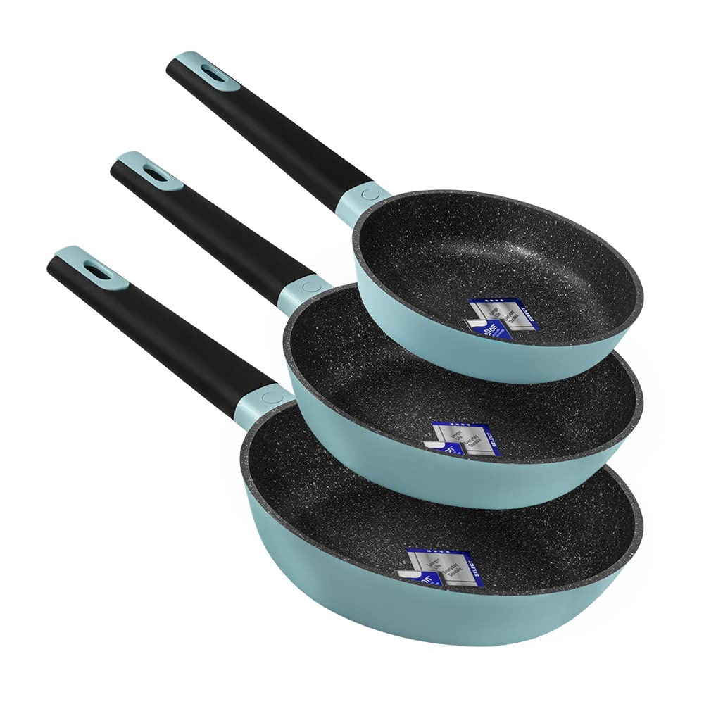 سرویس ماهیتابه سکوتک اسپانیا Cecotec مدل Polka Experience سایز 20-24-28، قطر 20-24-28 سانتی‌متر، جنس آلومینیوم ریخته‌گری شده، روکش نچسب، مناسب برای انواع اجاق گاز و ماشین ظرفشویی، رنگ سبز