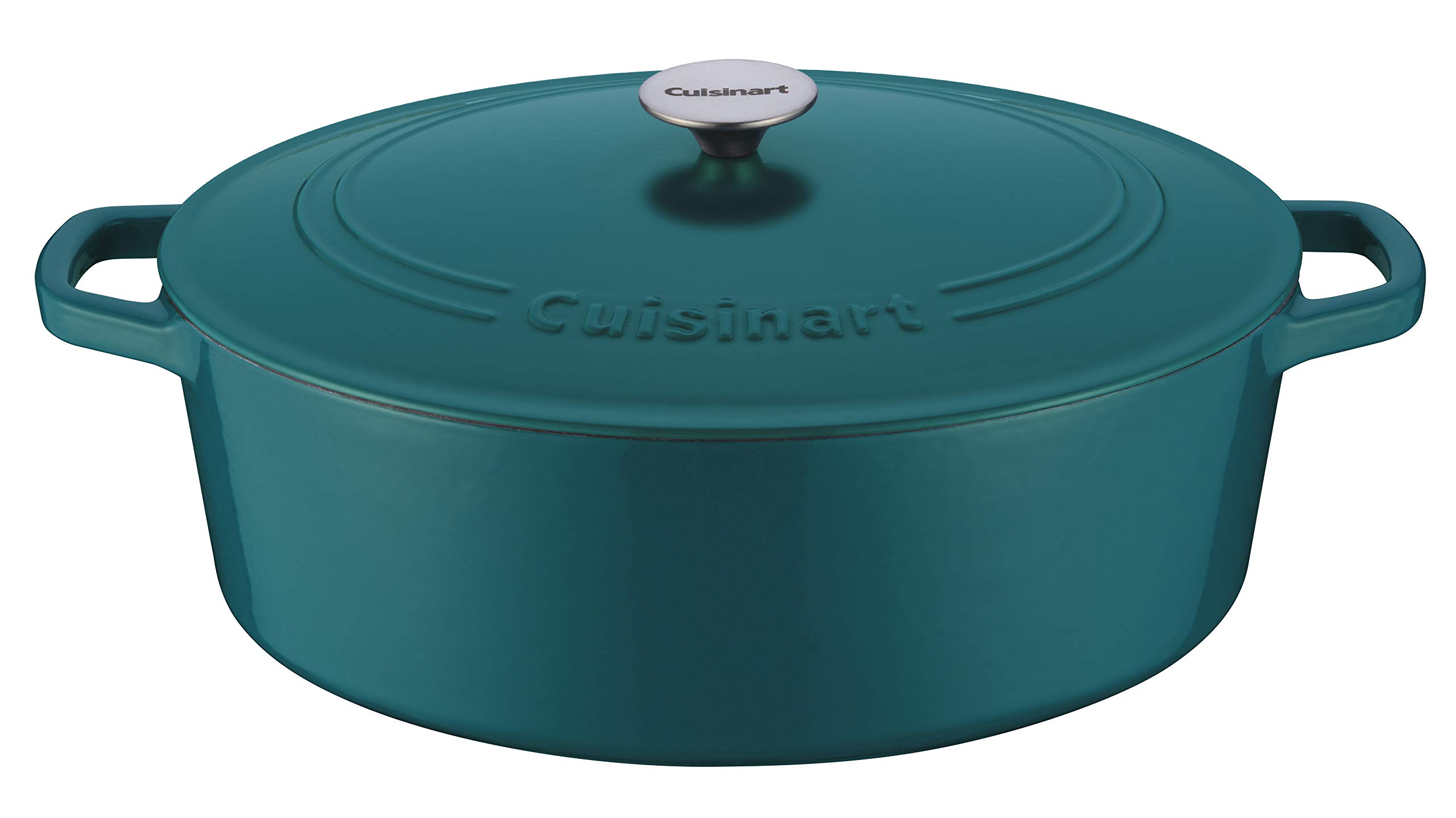 قابلمه چدنی Cuisinart 7 QT. ظرف کاسرول، بیضی، سبز آبی