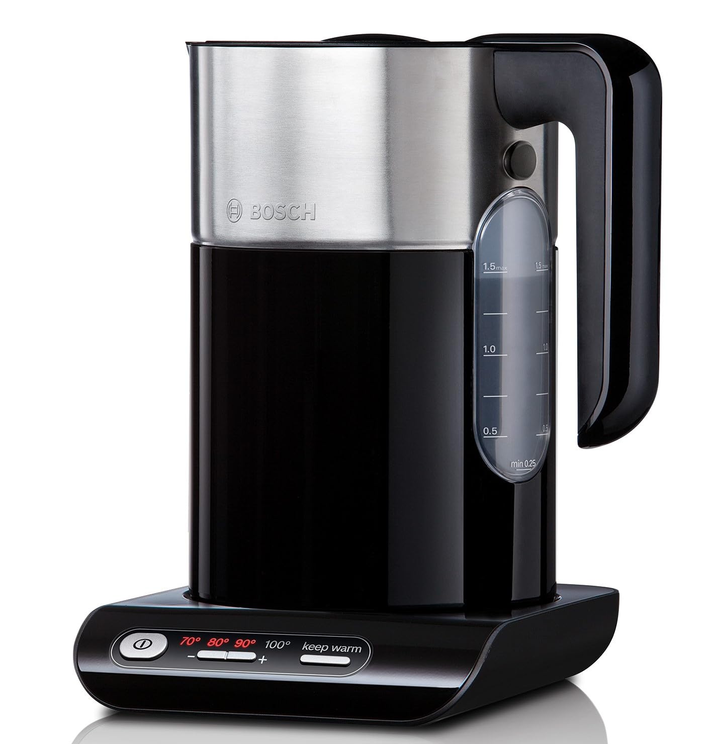 کتری برقی بوش آلمان Bosch TWK8613P، خاموش شدن خودکار، انتخاب دما، عملکرد گرم نگه داشتن، 1.5 لیتر، 2400 وات