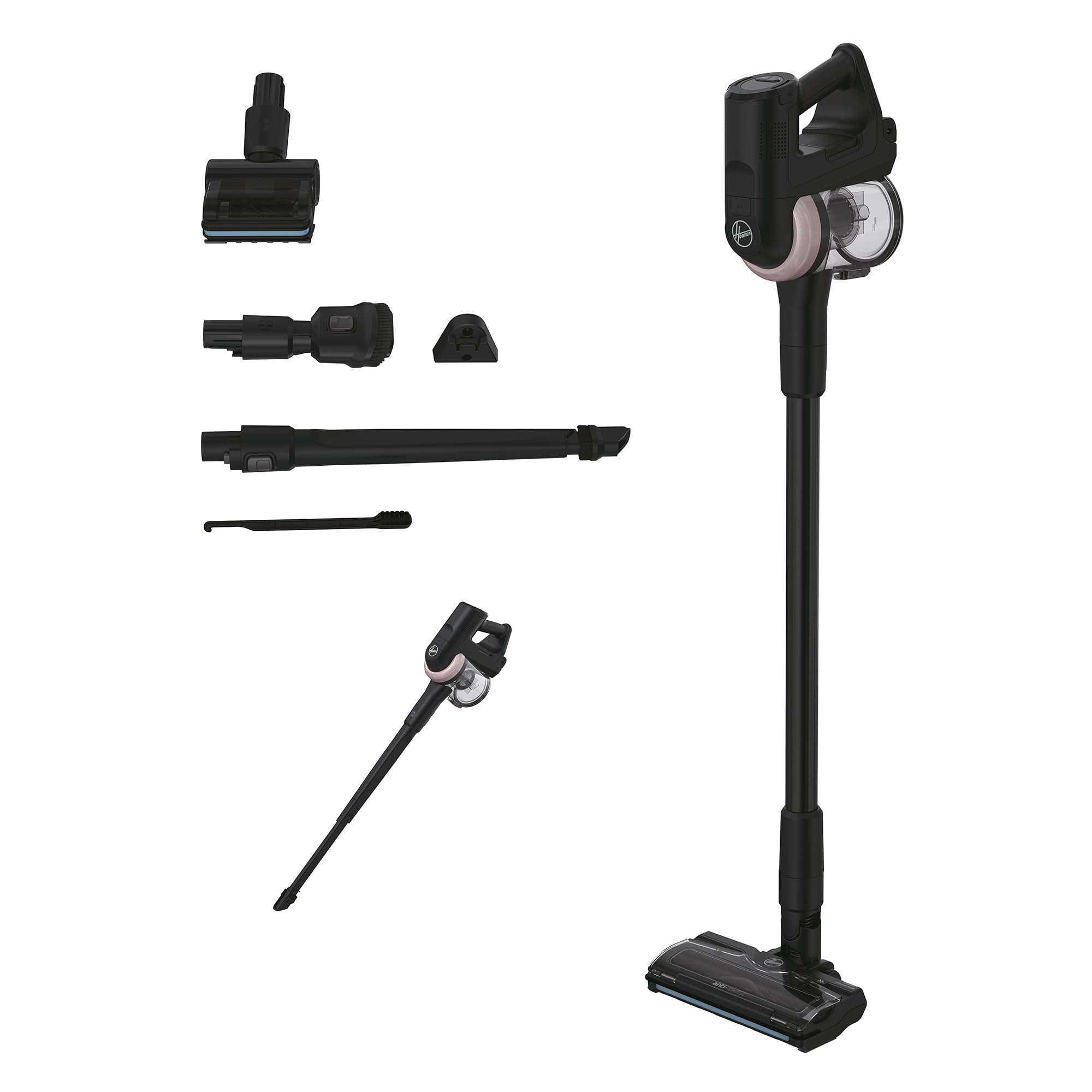 جارو شارژی هوور آمریکا قابل مانور 360 درجه هوور با نازل موی حیوانات خانگی و ابزار شکاف انعطاف پذیر، جاروبرقی سبک وزن و قابل مانور، جارو شارژی برای همه طبقات با ضد پیچش برای جلوگیری از گره خوردن مو، 1200 POWERTIME [HF416BF]