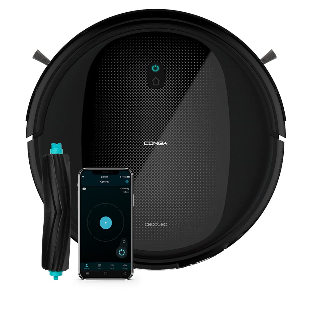 ربات جاروبرقی Cecotec و کف شوی Conga Connected 4-in-1. 1400 پا، کنترل از طریق برنامه، الکسا و گوگل هوم، برس حیوانات خانگی، آبکشی هوشمند، 160 دقیقه خودمختاری