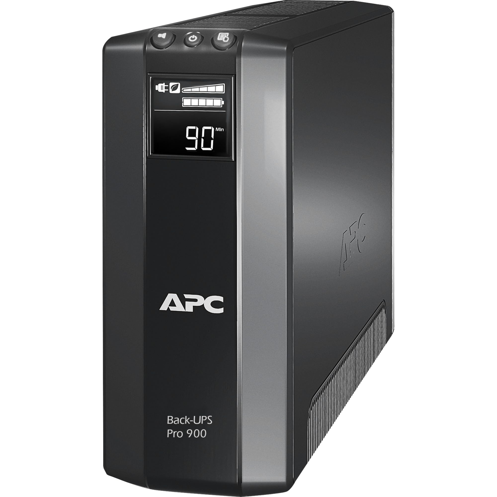 یو پی اس پشتیبان APC ساخت اشنایدر الکتریک مدل PRO 900VA - BR900G-GR - شامل ۱۵۰،۰۰۰ یورو بیمه حفاظت از تجهیزات (۵ پریز شوکو، عملکرد صرفه‌جویی در مصرف برق، صفحه نمایش چند منظوره) ۹۰۰ ولت آمپر / ۳۶۰۰ وات