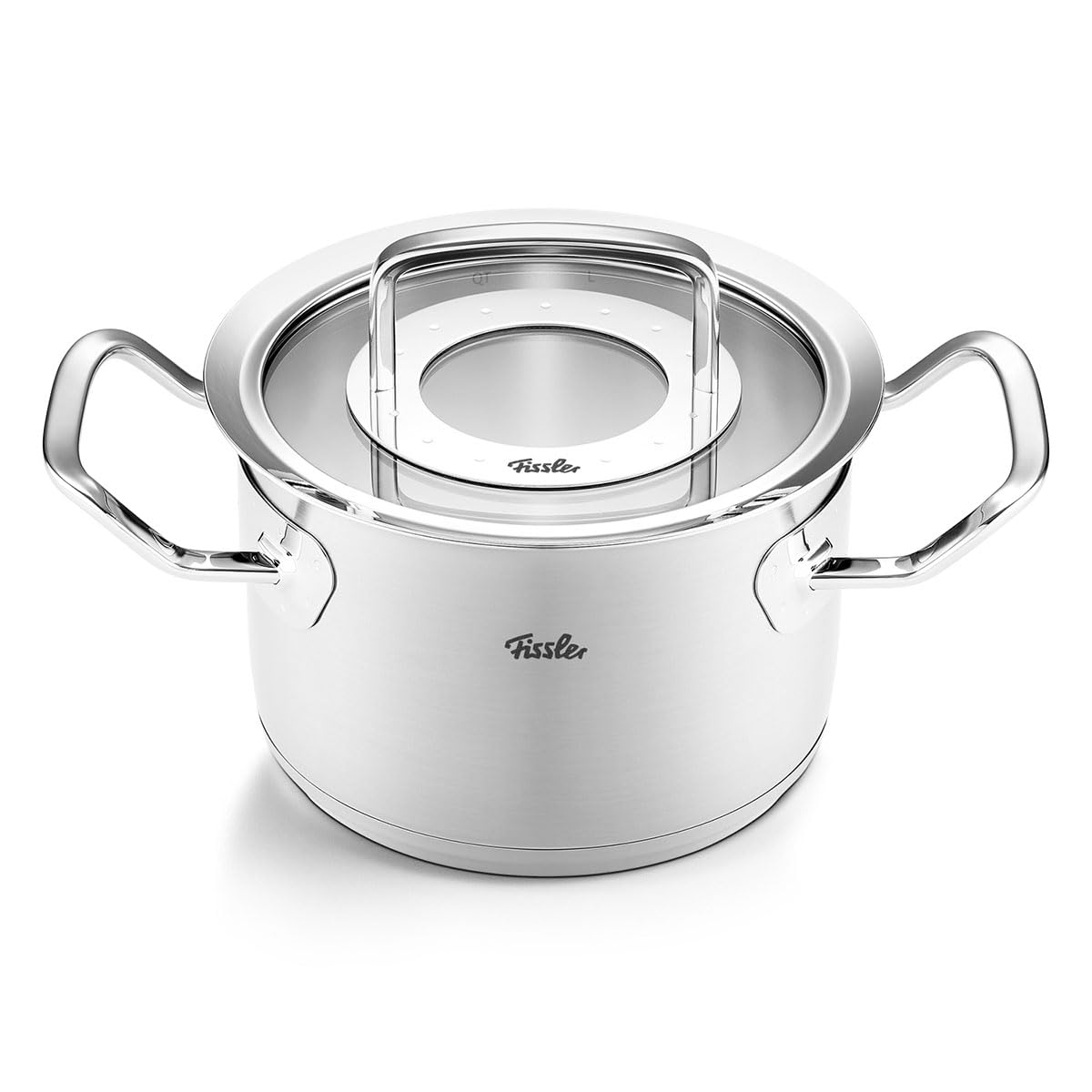 قابلمه تکی فیسلر Fissler Original-Profi Collection / قابلمه فولادی ضد زنگ (Ø 16 سانتی متر، 21 لیتر) قابلمه شامل درب شیشه ای - القایی، نقره ای