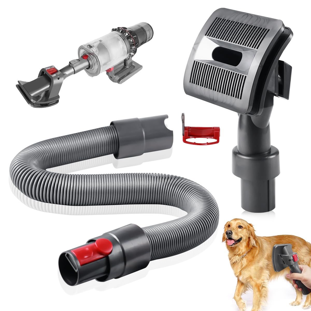 ضمیمه برس سگ دایسون، جاروبرقی برس سگ، برس موی حیوانات، با شلنگ و آداپتور اکستنشن، ضمیمه موپینگ جاروبرقی دایسون مدل V15 V12 V11 V10 V8 V7