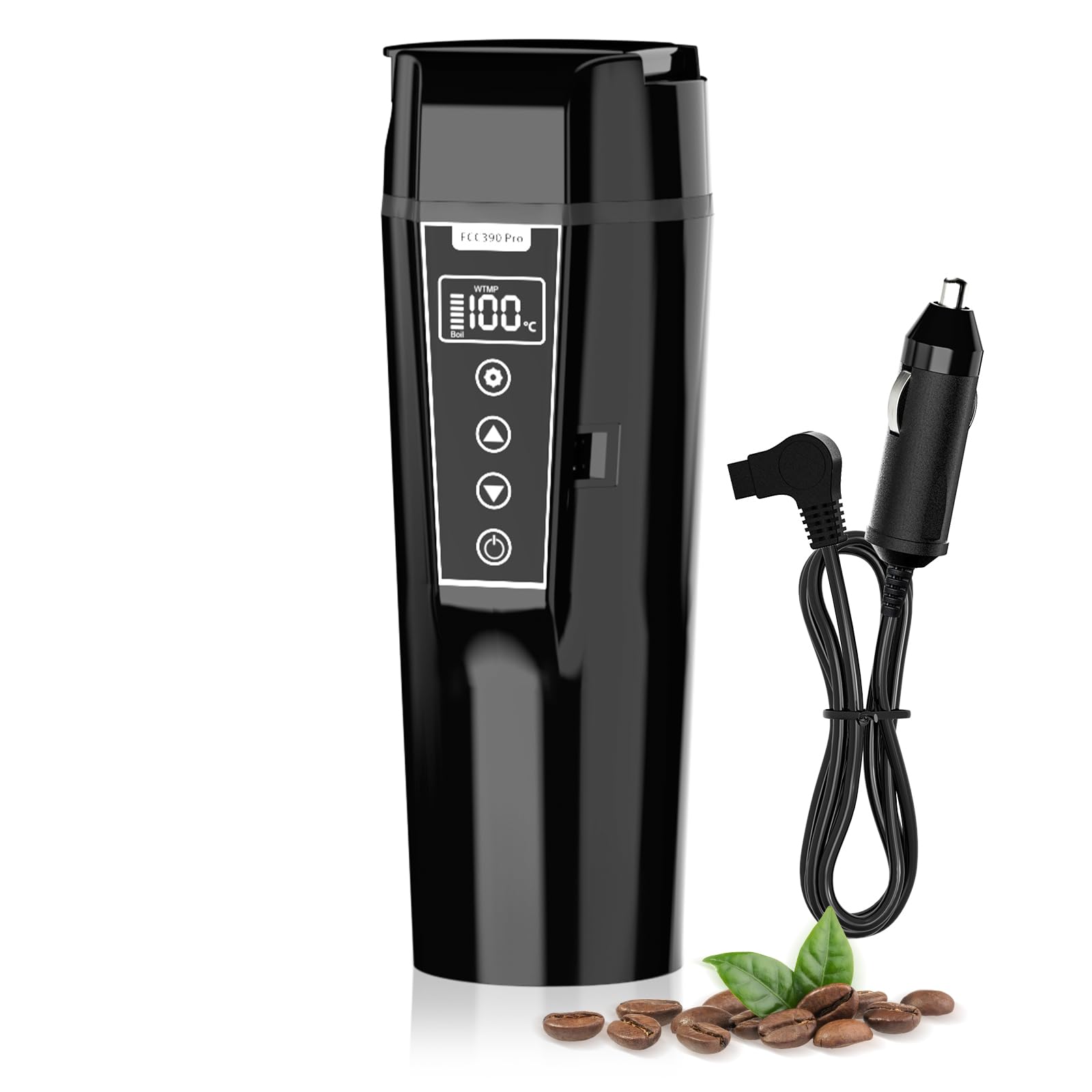 فلاسک شارژی مسافرتی Nardea، قابل حمل برای کامیون 12V/24V ، قهوه ساز و چای ساز با داخلی فولاد ضد زنگ، کنترل دما، 450 میلی لیتر