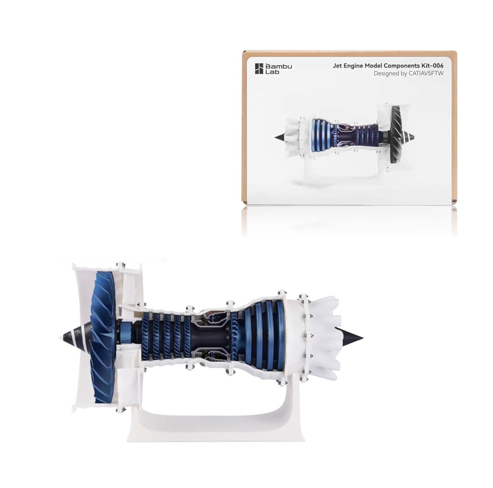 برای کیت مدل خلاقانه موتور جت Bambu Lab Makerworld MH006 - قطعات چاپ سه بعدی موتور هواپیما، سازگار با Bambulab P1P/P1S/A1/X1/X1C/X1E، مدل باید توسط خودتان چاپ شود.