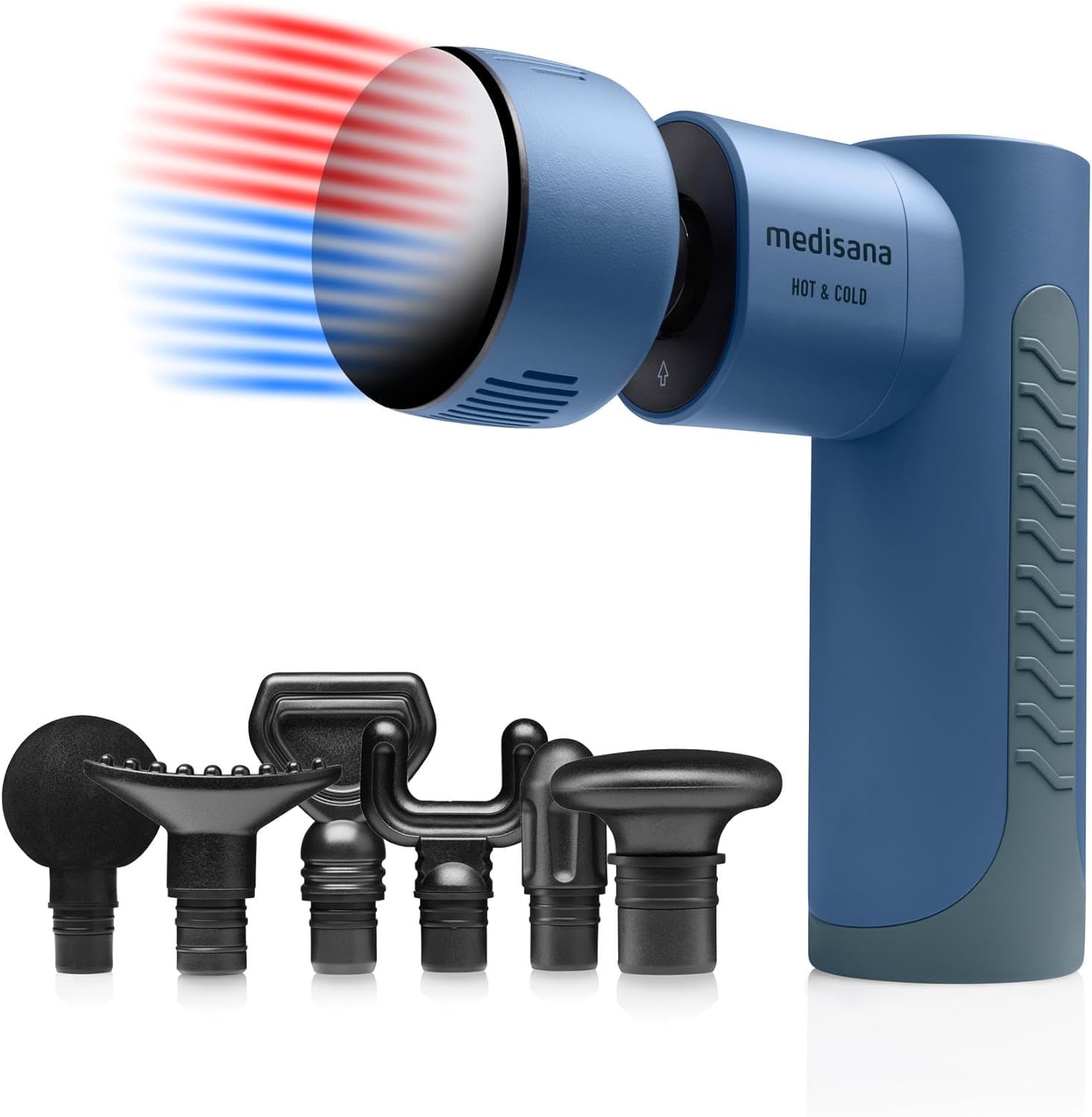 تفنگ ماساژ Medisana MG 600، ماساژور برقی، تفنگ ماساژ برای شل شدن عضلات و تخلیه لنفاوی، عملکرد گرما و سرما، شامل 7 ضمیمه ماساژ و 3 سطح ارتعاش، عملکرد گرم و سرد