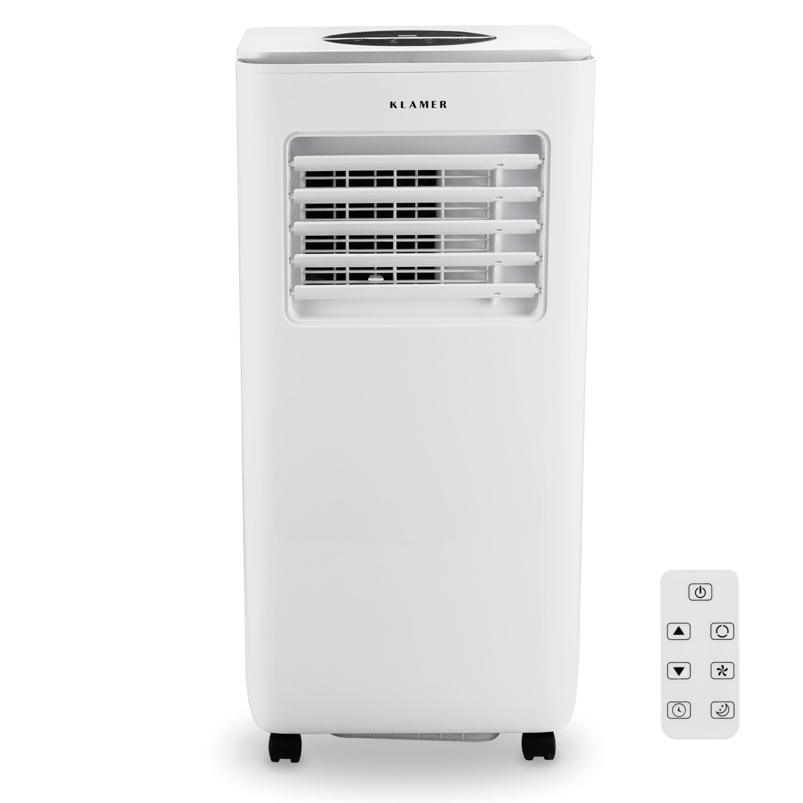 کولر گازی سیار کلامر آلمان KLAMER با شیلنگ اگزوز و مخزن آب، 7000 BTU/h، تهویه مطبوع 3 در 1 برای اتاق های تا 25 متر مربع، با رطوبت گیر، خنک کننده و تهویه برای خانه، آپارتمان و اداره