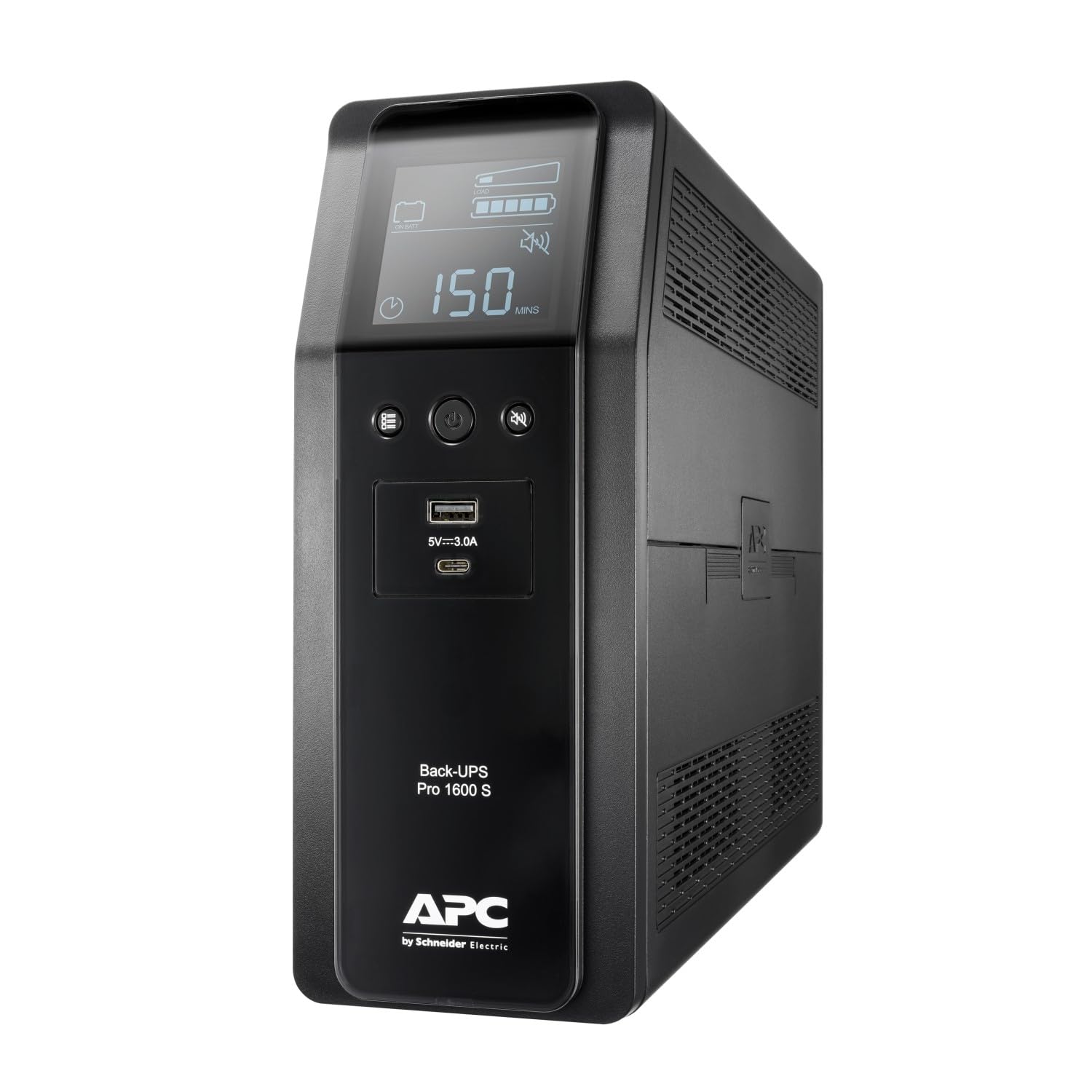 یو پی اس پشتیبان APC ساخت اشنایدر الکتریک مدل PRO - BR1600SI - یو پی اس 1600 ولت آمپر (8 پریز IEC، نمایشگر چند منظوره، سیگنال خروجی سینوسی خالص) با توان 1600 ولت آمپر - مدل SI IEC - پریزهای دستگاه سرد تکی