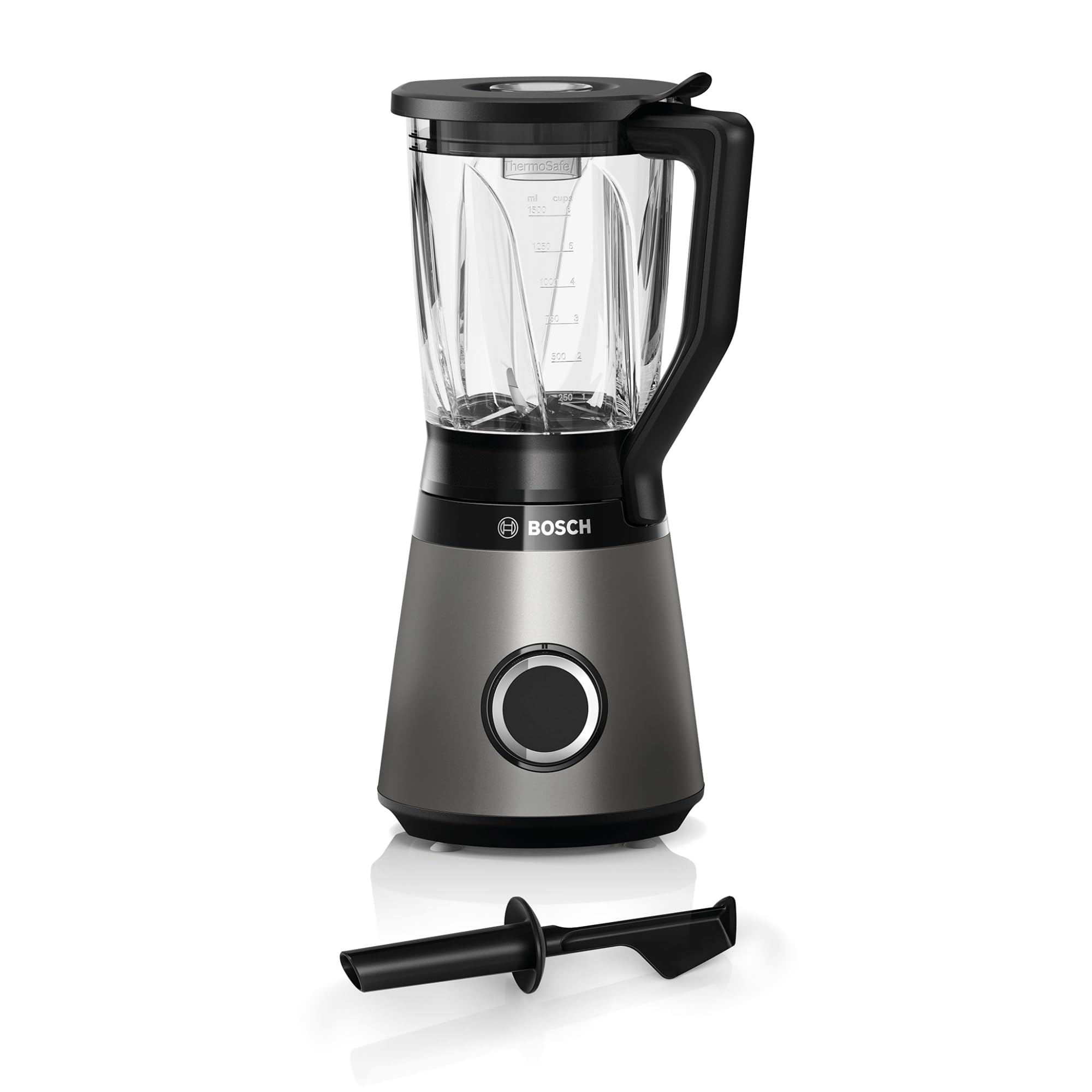 مخلوط کن بوش آلمان Bosch MMB6172SN، سال 10 گارانتی موتور، تیغه های استیل ضد زنگ، ظرف شیشه ای 1.5 لیتری، 30000 دور در دقیقه، 1200 وات