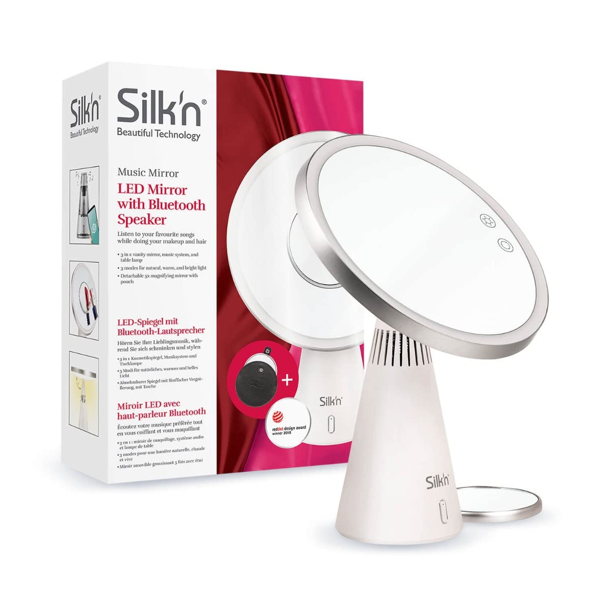 آینه آرایش بانوان سیلکن هلند Silk'n Music Mirror - آینه لوازم آرایشی روشن با بلندگوی و بلوتوث
