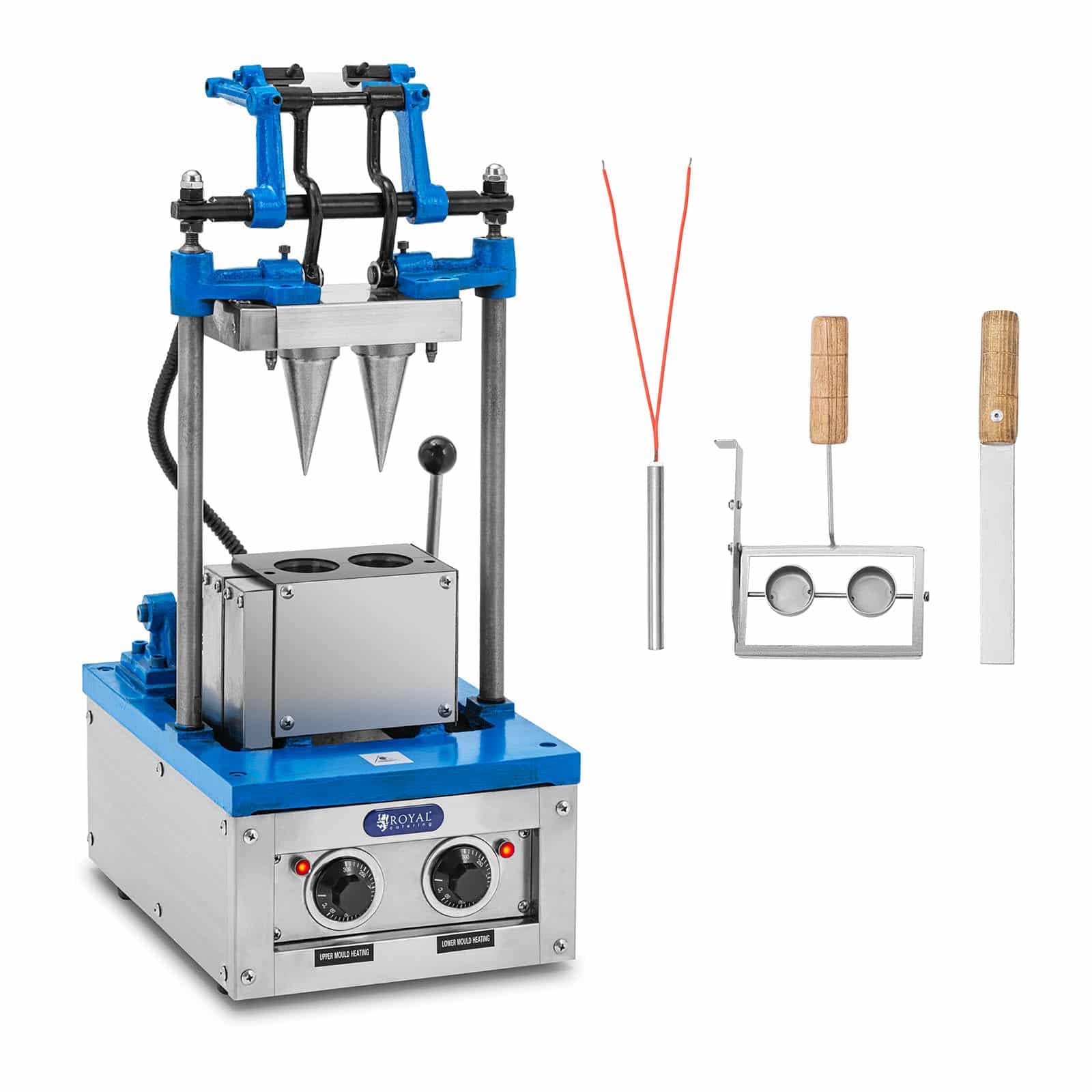 دستگاه وافل ساز بستنی قیفی رویال کترینگ آلمان Royal Catering RC_WMS_16 2100 وات 50-60 عدد در ساعت 2 وافل یکنواخت در هر فرآیند در 60-120 ثانیه دستگاه بستنی قیفی دستگاه وافل قیفی