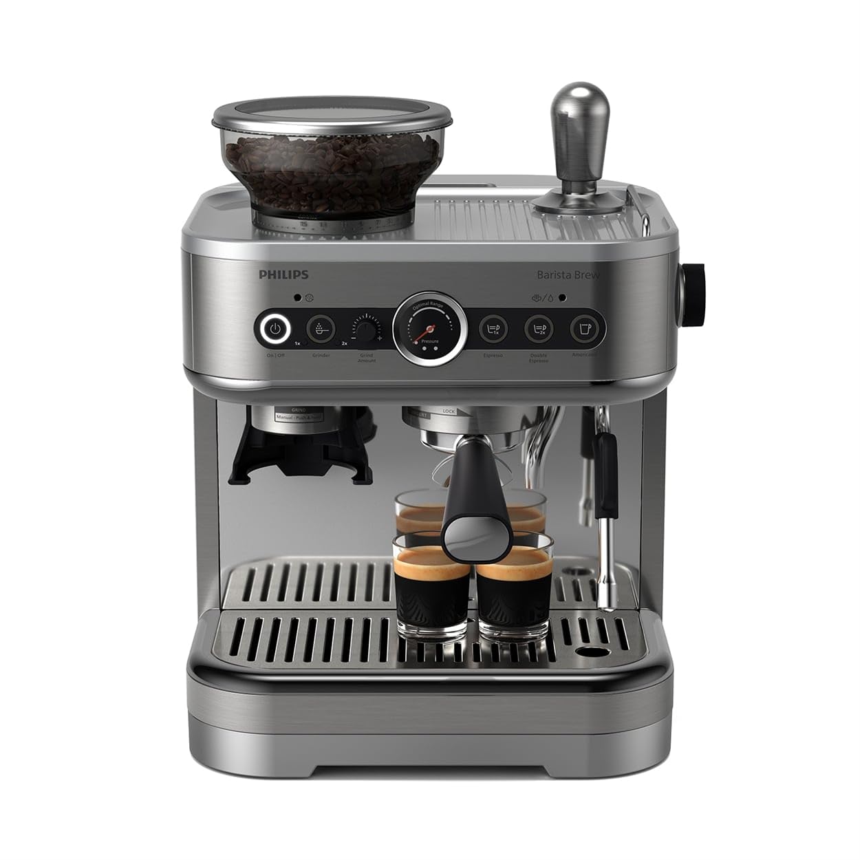 اسپرسو ساز نیمه اتوماتیک فیلیپس هلند Philips Barista Brew PSA3218/01 اسپرسو تک و دوتایی دکمه آمریکاییو، ظرف 250 گرمی لوبیا