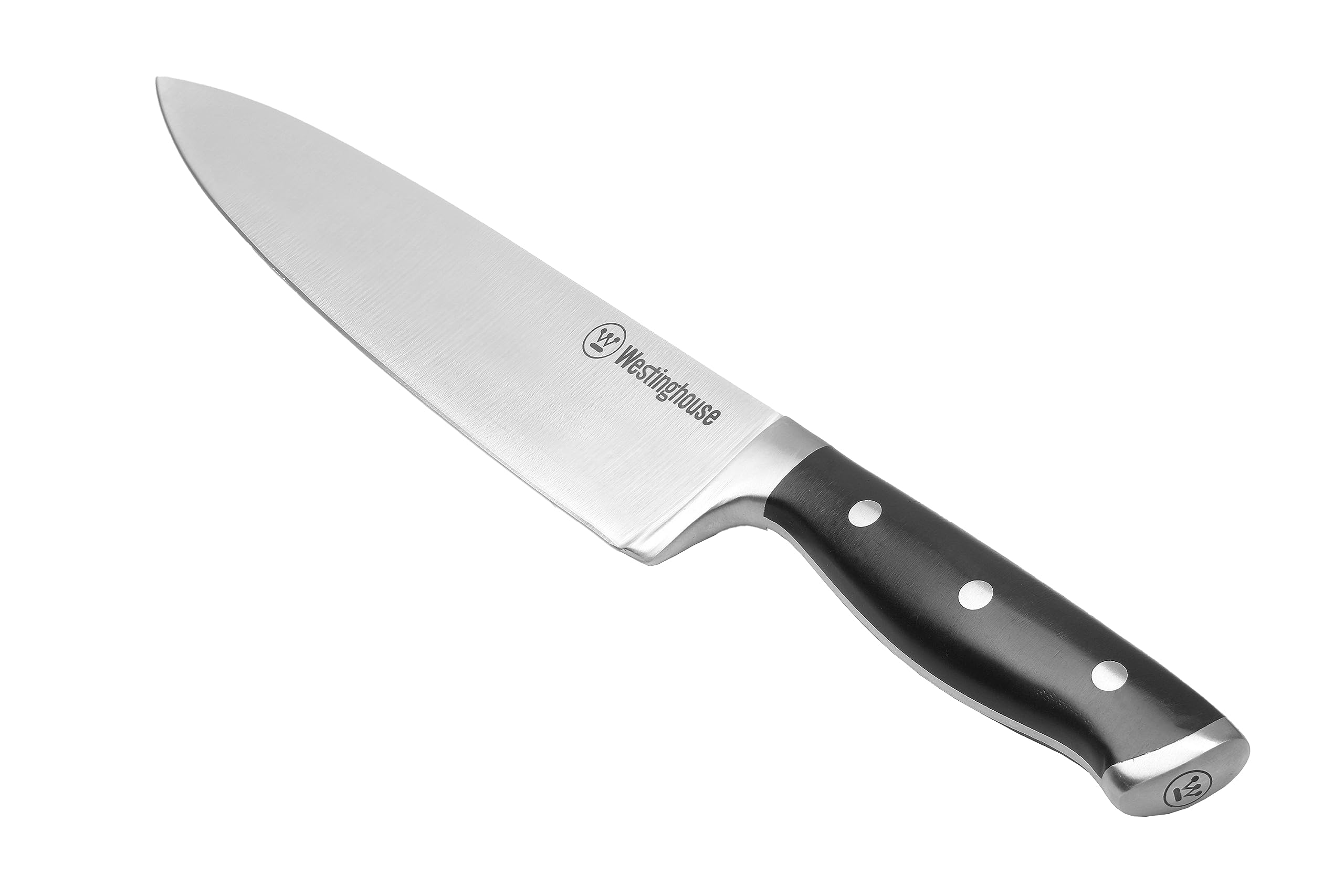 چاقوی سرآشپز وستینگهاوس طول تیغه 20 سانتیمتر دسته پلاستیکی ارگونومیک پرچ شده 3 برابر تیغه استیل ضد زنگ به ضخامت 2.5 میلی متر چاقوی همه کاره حرفه ای بسیار تیز چاقوی آشپزخانه