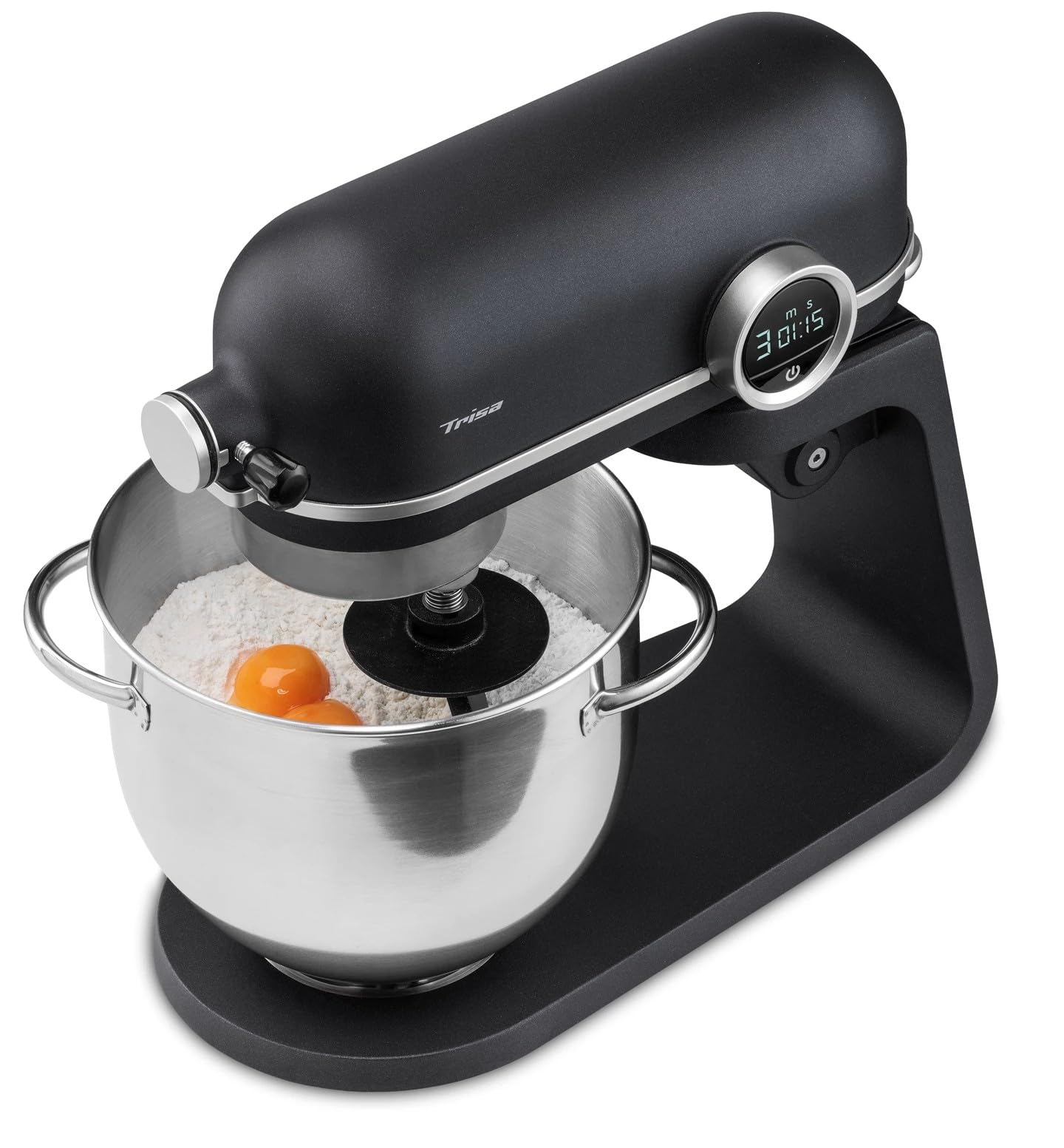 غذاساز حرفه‌ای تریزا سوئیس کیچن، ۸۰۰ وات، کاسه استیل ضد زنگ ۵.۲ لیتری، ۸ سرعته، همزن سیاره‌ای، موتور القایی، شامل قلاب خمیرگیر با روکش تفلون و همزن تخت، همزن استیل ضد زنگ