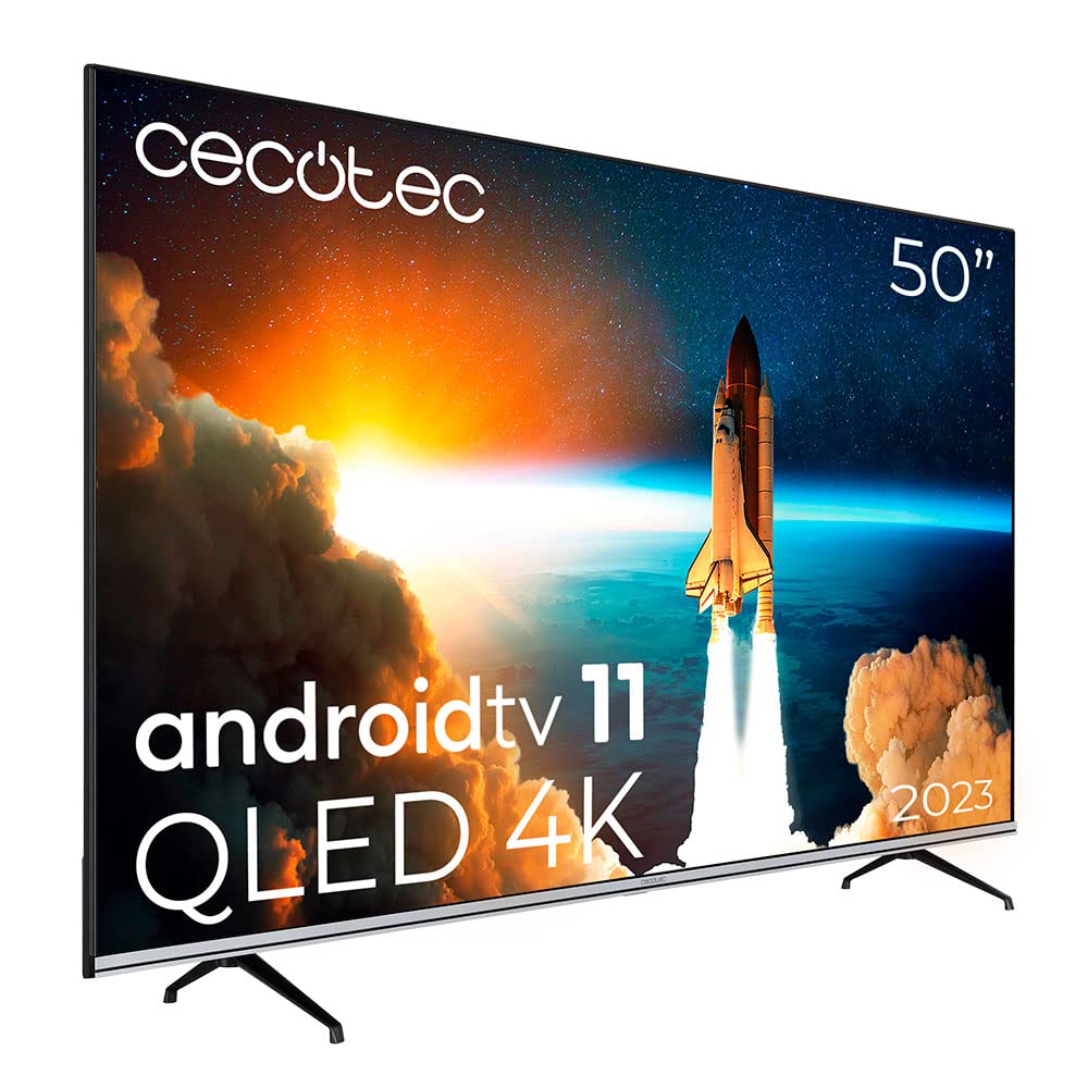 تلویزیون هوشمند سکوتک اسپانیا 50 اینچ کیو ال ای دی Cecotec سری V1 مدل VQU10050S. کیفیت تصویر 4K UHD، اندروید 11، طراحی بدون قاب، MEMC، دالبی ویژن، دالبی اتموس، وسعت رنگ گسترده 96٪، 2 بلندگو 10 وات، 2 کنترل، مدل 2023