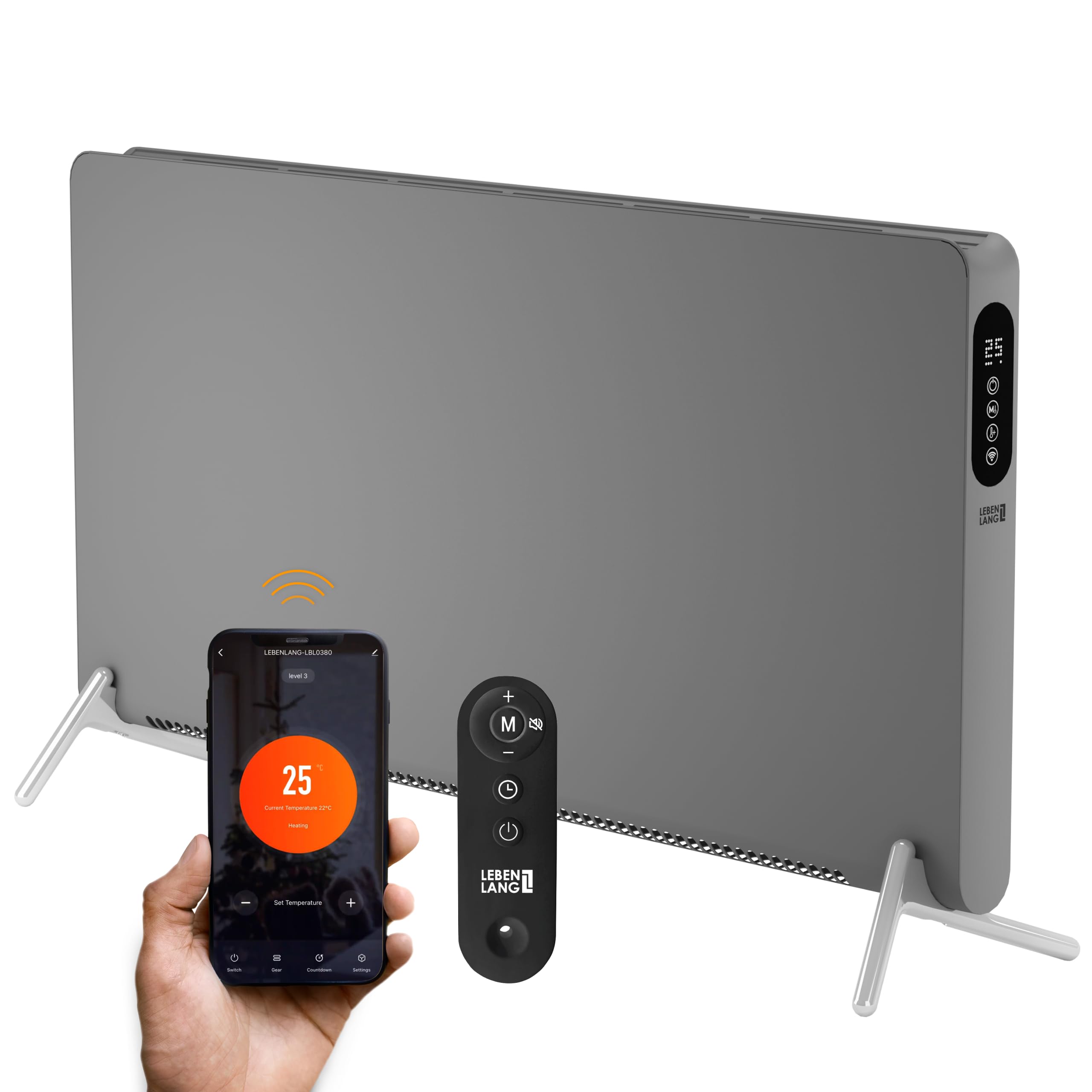 بخاری برقی کنوکتور لبن لانگ آلمان- شامل. وای فای و برنامه، کنترل از راه دور | کف و دیوار | بخاری برقی Eco Warm Heater | بخاری دیواری رادیاتور برقی