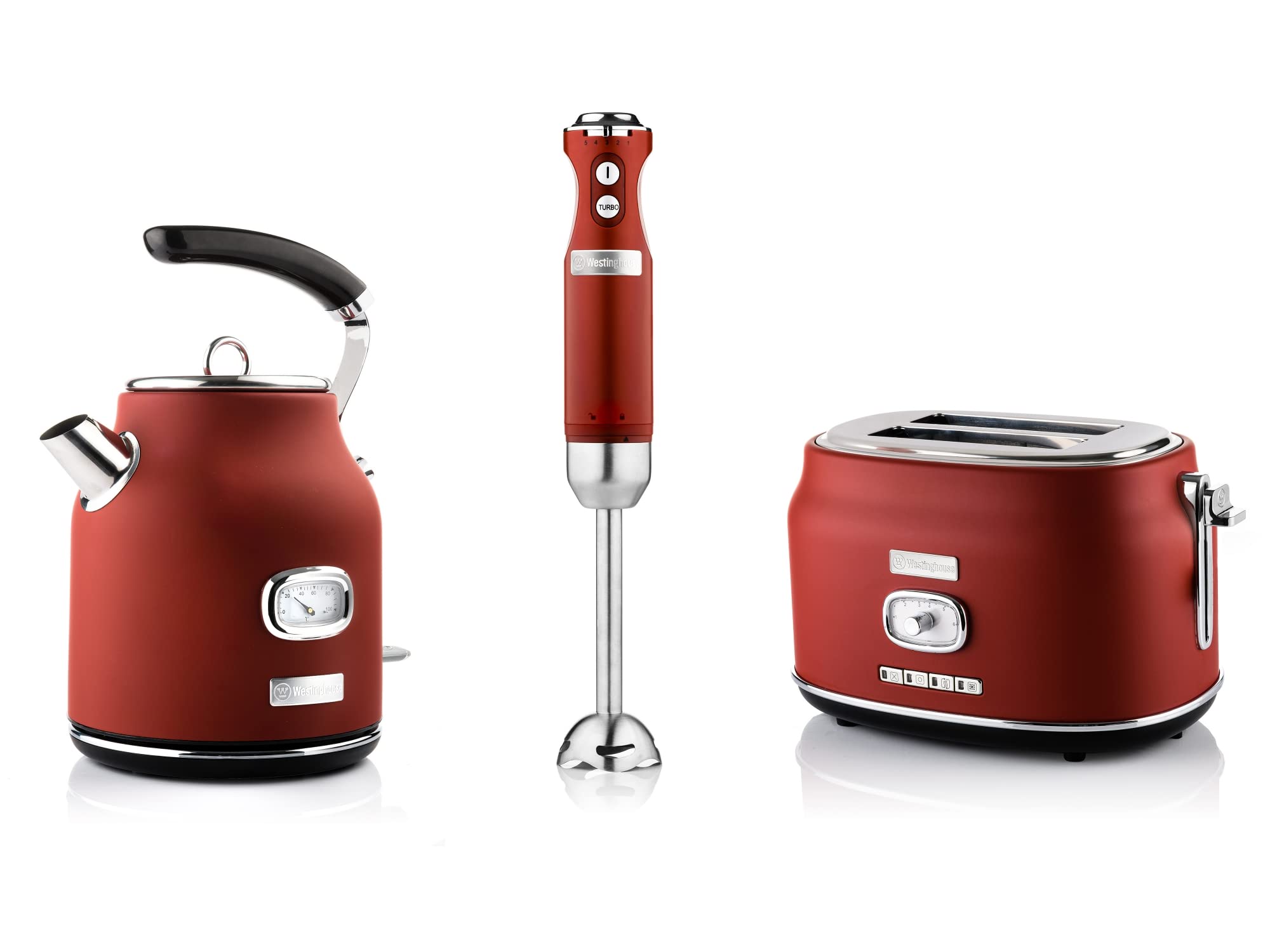 ست توستر،گوشت کوب برقی و کتری برقی وستینگهاوس آمریکا، Westinghouse‎‎ ‎‎WES14 کتری 1.7 لیتری و رسوب آهک، توستر دو شیار با ضمیمه نان، مخلوط کن دستی با 4 تنظیم سرعت
