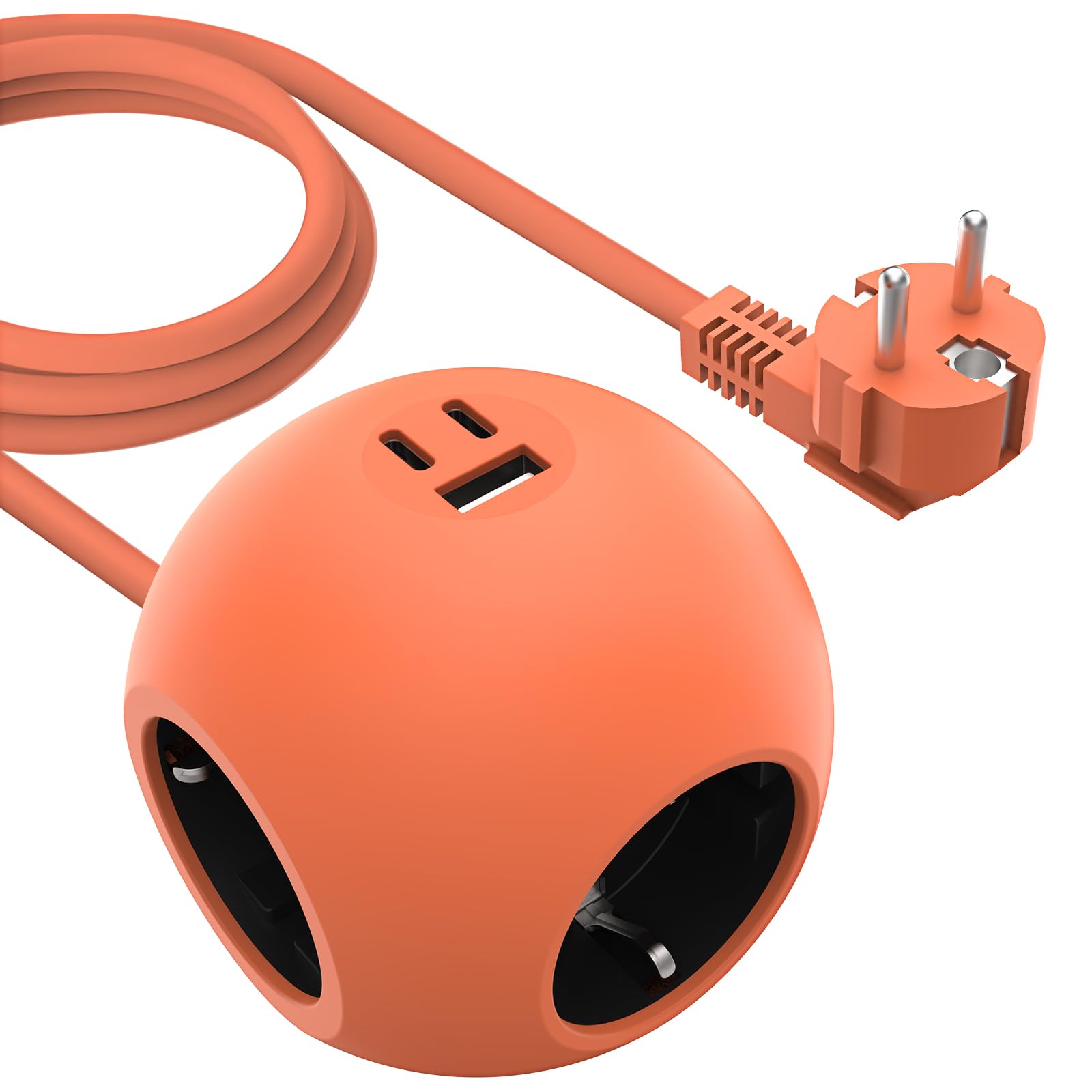 مکعب چندراهی برق PD 25W با USB و 2 پریز نوع C مکعبی، مکعبی چندراهی چندشاخه سه راهی، دفتر مسافرتی 3680W 16A خانه Powercube کابل 1.8 متری مکعبی برق PD 25W