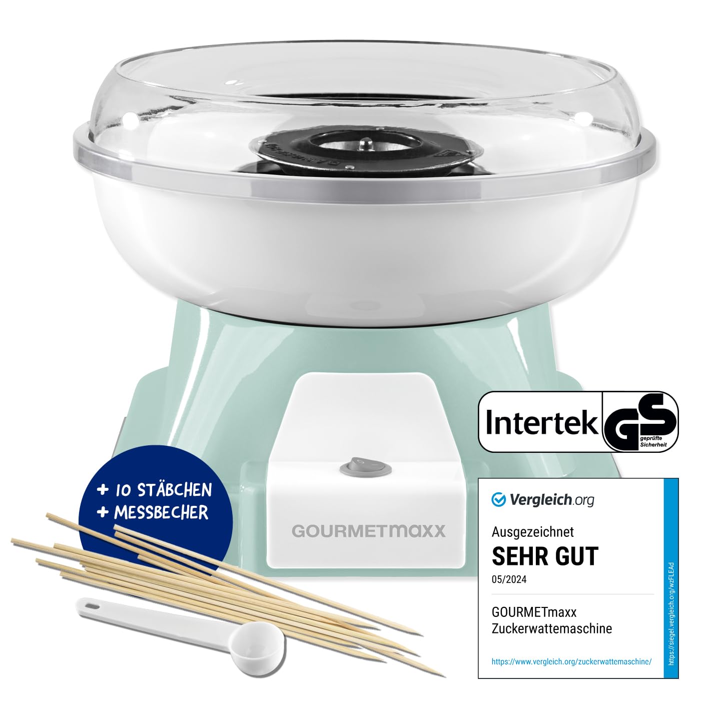 پشمک ساز خانگی گورمت‌ مکس آلمان GOURMETmaxx طرحی نوستالژیک و قدیمی به رنگ نعناع