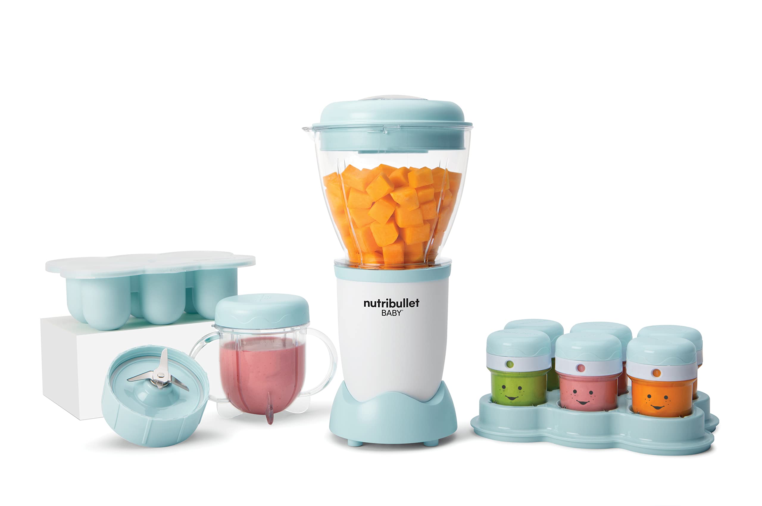 مخلوط کن غذای کودک نوتری‌ بولت آمریکا اورجینال Nutribullet Baby، مخلوط کن برقی، قدرت 200 وات، 6 شیشه، کاسه فریزر، مخلوط کن کودک نقره ای