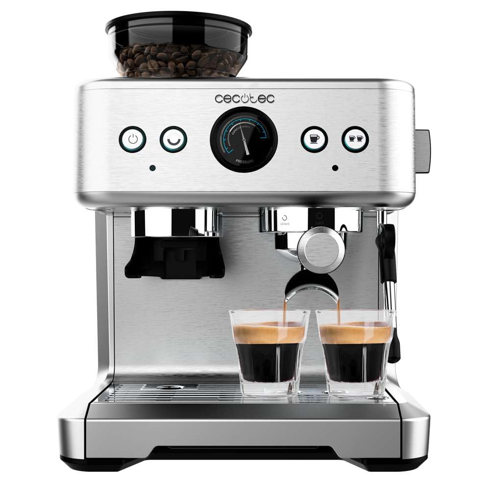 اسپرسو ساز سکوتک اسپانیا Cecotec مدل Barista Power Espresso 20 Barista Maestro، قدرت 2250 وات، 20 بار، فشارسنج و 2 ترموبلاک، مخزن دانه قهوه، آسیاب 20 مرحله‌ای، خروجی بخار