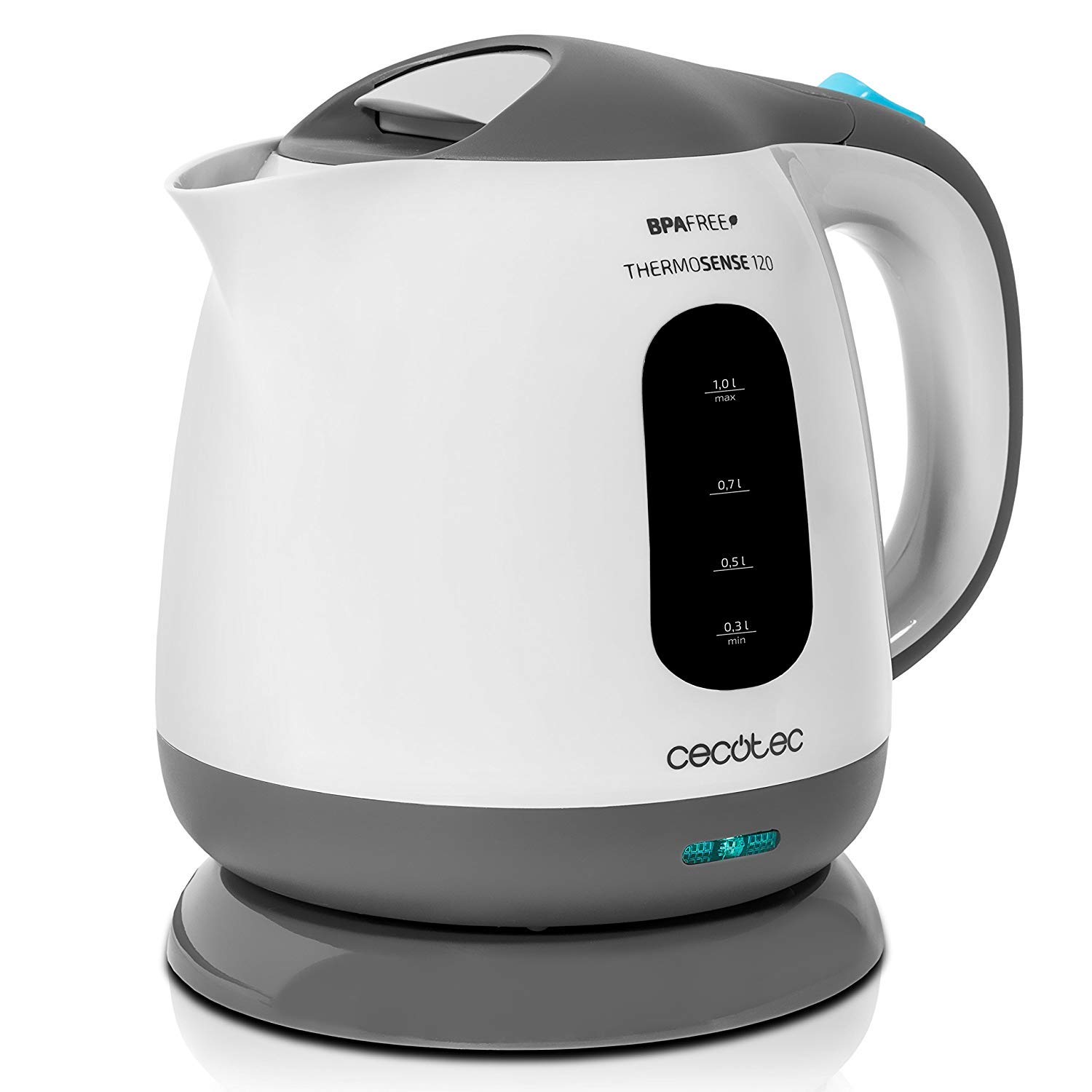 کتری Cecotec ThermoSense 120، ظرفیت 1 لیتر، استفاده بی سیم با پایه 360 درجه، فیلتر رسوب آهکی قابل جدا شدن،