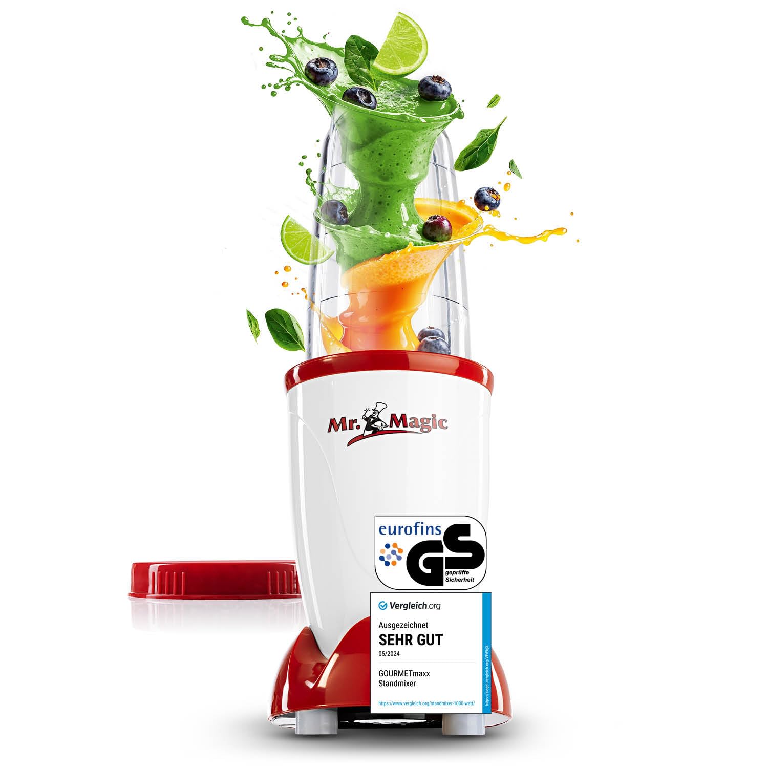 اسموتی ساز گورمت‌ مکس آلمان GOURMETmaxx آقای مجیک درب ضد هوا مجموعه M سفید قرمز