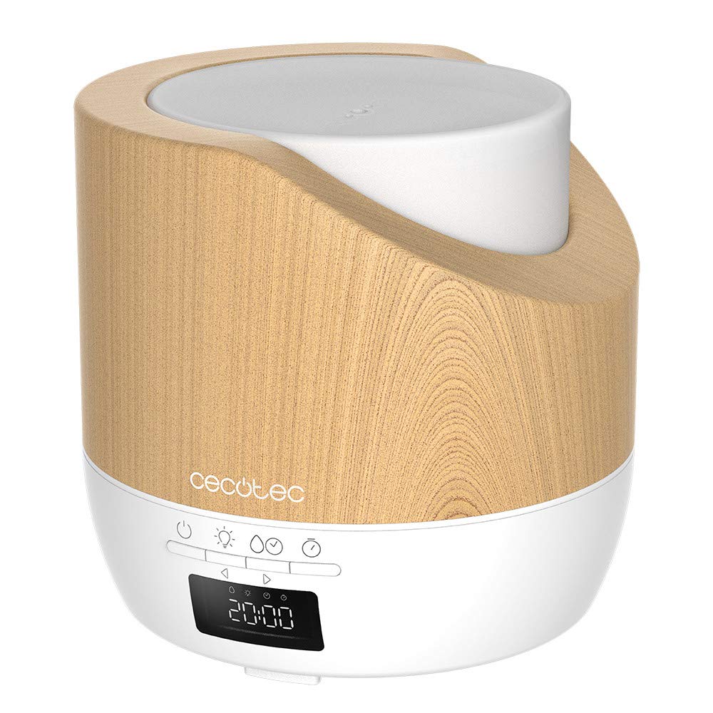 پخش کننده رایحه سکوتک اسپانیا چوبی سفید هوشمند Cecotec PureAroma 500. ظرفیت ۵۰۰ میلی‌لیتر، صفحه نمایش LED، تایمر ۱۲ ساعته، ساعت زنگ‌دار، ۳ حالت عملکرد، برد ۳۰ متر مربع