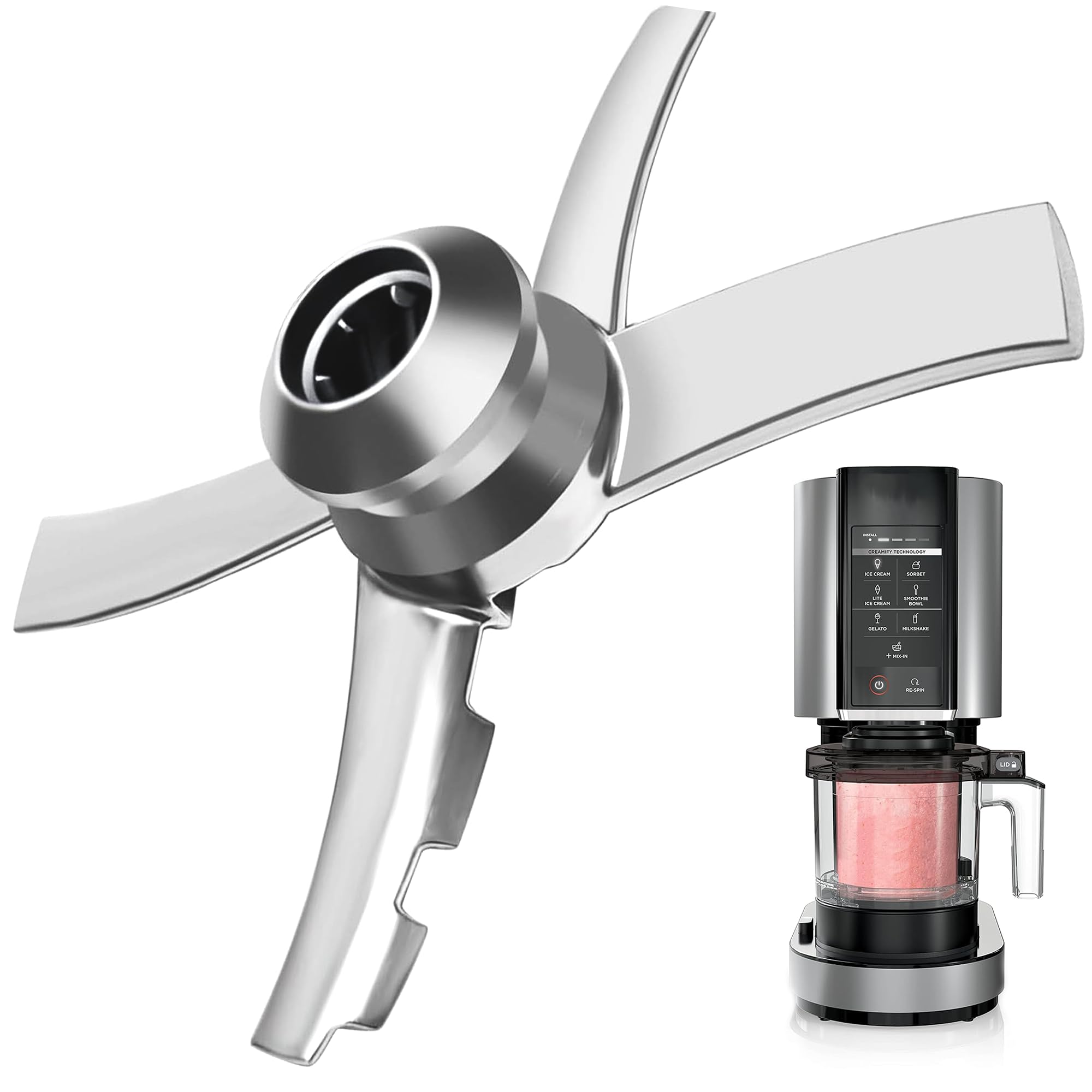 تیغه های جایگزین بستنی ساز برای Ninja Creami NC300، لوازم جانبی تعویض تیغه سازگار با Ninja Creamerizer NC299AMZ, NC301, CN305A, CN301CO, فولاد ضد زنگ برای لوازم جانبی بستنی ساز Ninja