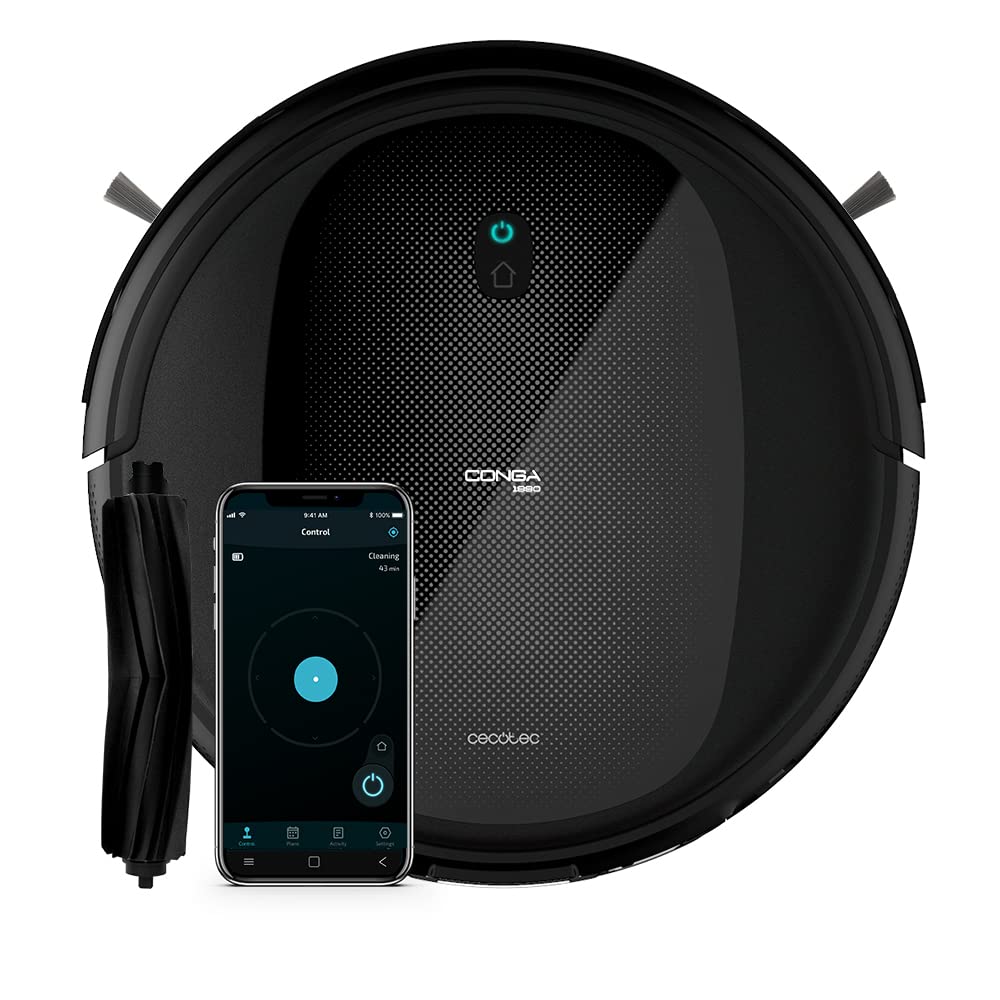 ربات جاروبرقی Cecotec Conga 1990 متصل شد. جارو کردن، جارو کردن، پاک کردن و تمیز کردن با دستشویی، Alexa و Google Home، برس مخصوص حیوانات خانگی، پاک کردن هوشمند، APP