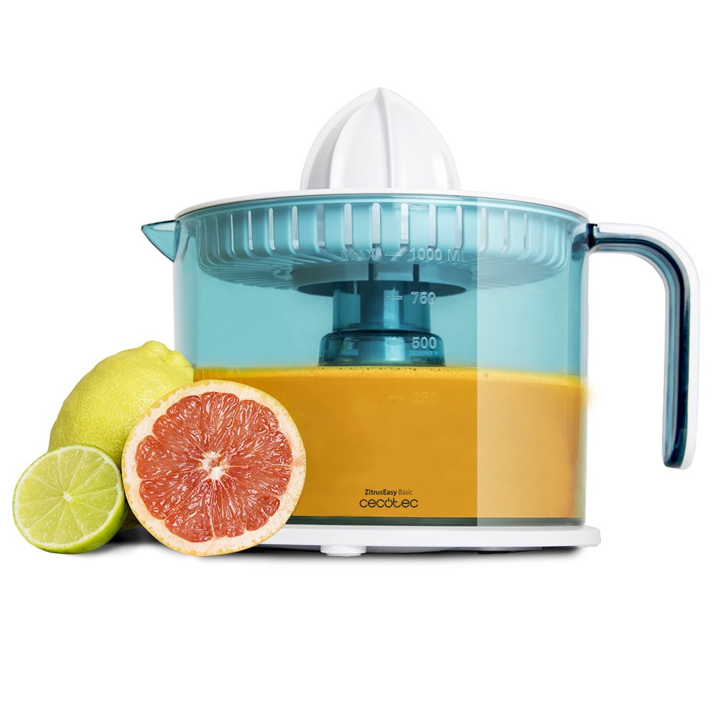 آب میوه گیری برقی مرکبات Cecotec ZitrusEasy - قدرت 40 وات، پارچ 1 لیتری، بدون BPA، جهت چرخش دوگانه، مخروط دوگانه و محافظت در برابر گرد و غبار. (اساسی)