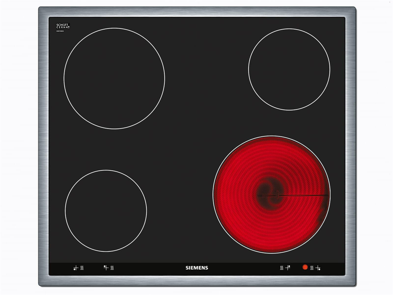 اجاق گاز برقی زیمنس EA645GE17، 58.3 سانتی‌متر، مناطق پخت و پز از طریق صفحه چرخشی روی اجاق گاز توکار کنترل می‌شوند، کنترل‌های مکانیکی، مشکی
