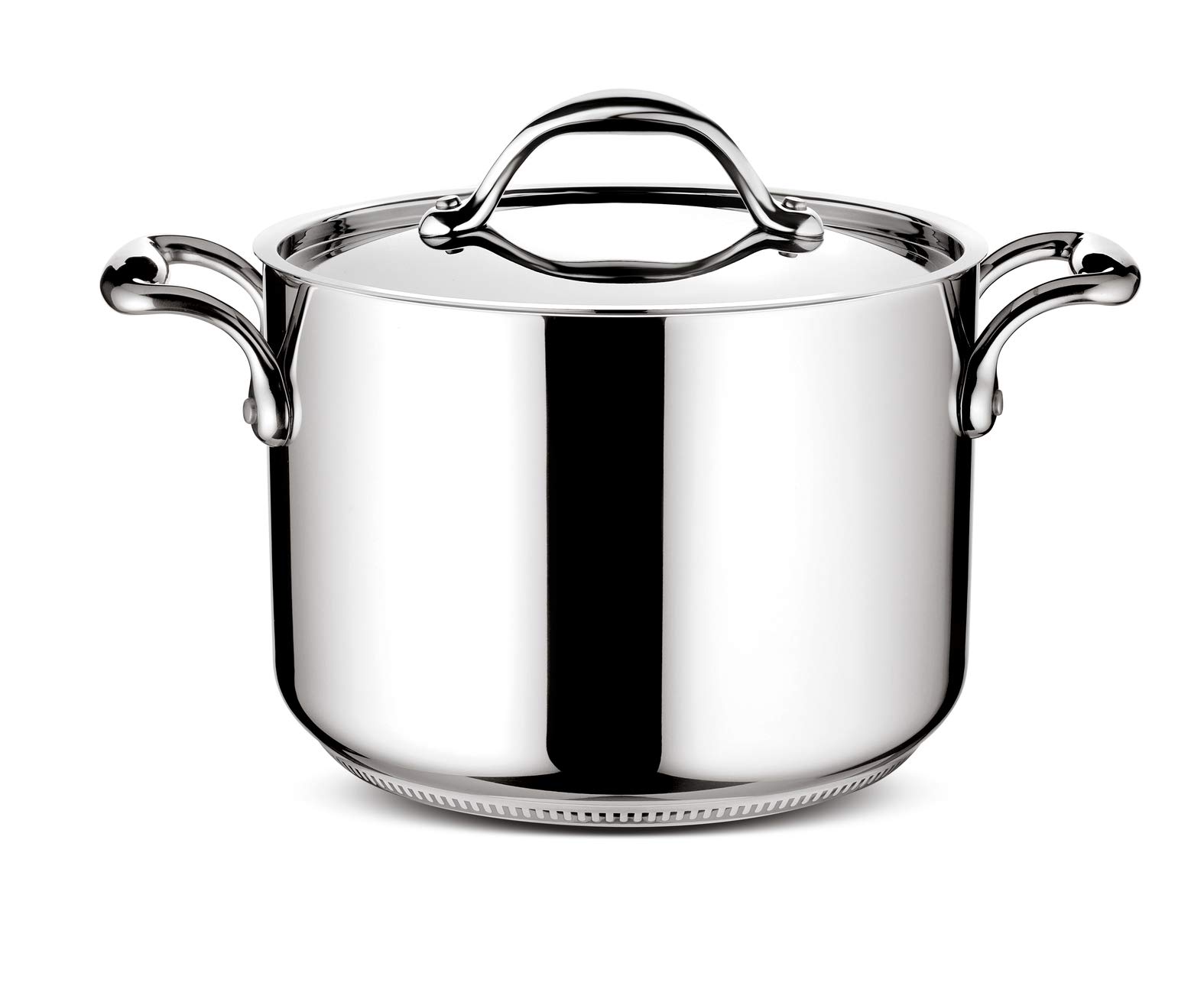 قابلمه لاگوستینا آکادمیا LAGOFUSION، استیل ضد زنگ، 24 سانتی‌متر (6.7 لیتر) + درب، برای انواع اجاق گاز، از جمله اجاق القایی، با دسته پرچ شده، مقاوم، ایتالیا، 25 سال گارانتی 0116020524