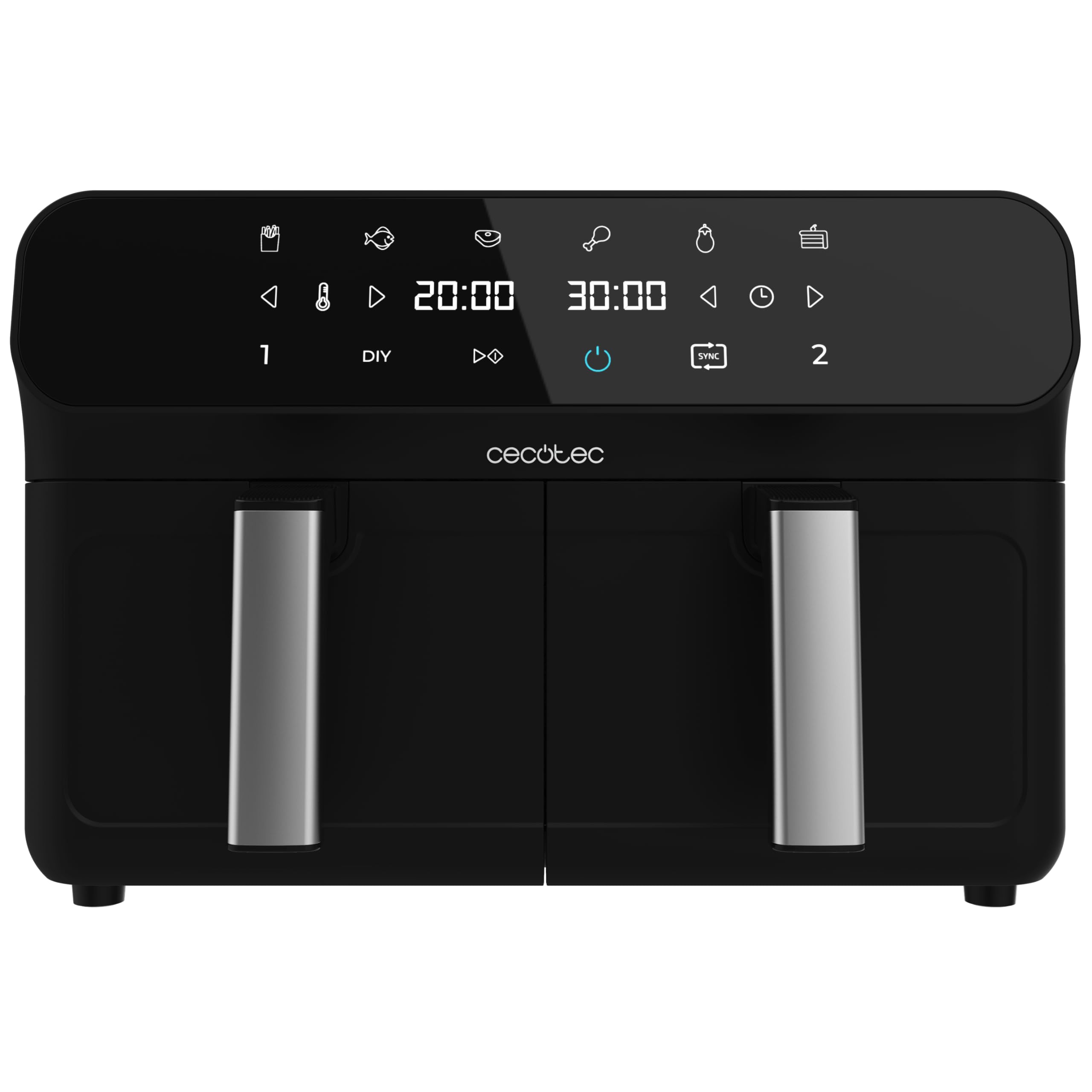 سرخ کن هوای گرم Cecotec 9 لیتری CecoFry Advance Double. سرخ کن رژیمی دیجیتال، جمع و جور و بدون روغن، ۲۸۵۰ وات، دو سبد با دمای دوگانه و فناوری PerfectCook