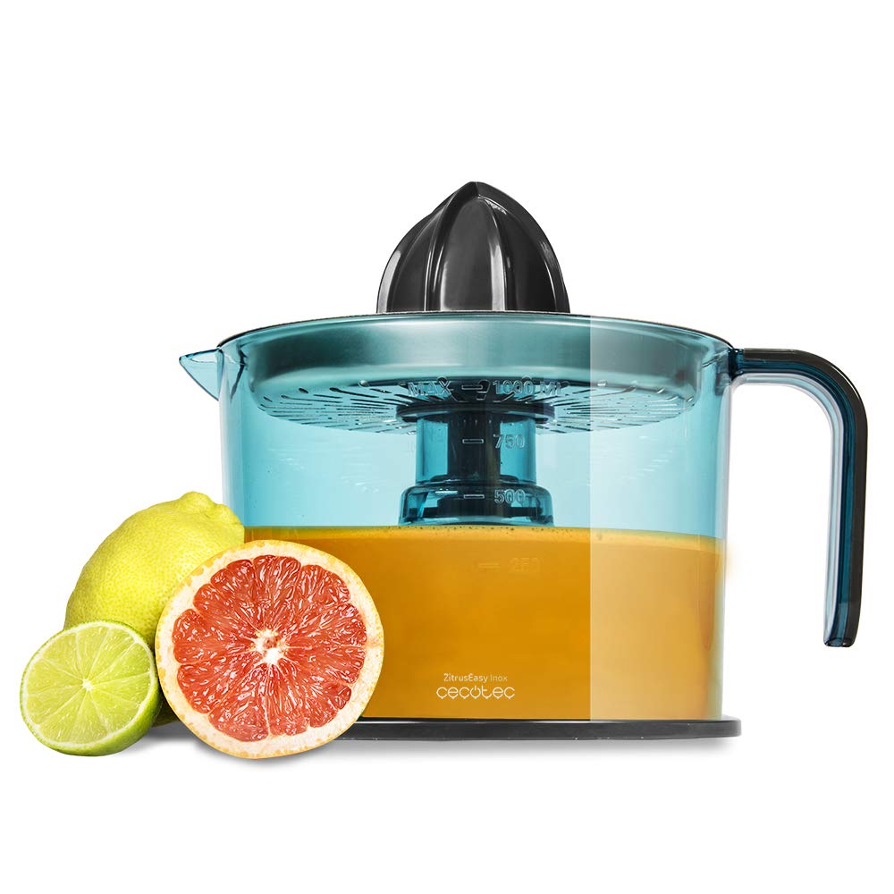 آب میوه گیری برقی مرکبات Cecotec ZitrusEasy - قدرت 40 وات، پارچ 1 لیتری، بدون BPA، جهت چرخش دوگانه، مخروط دوگانه و محافظت در برابر گرد و غبار. (فولاد ضد زنگ)