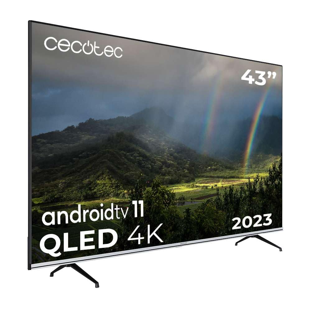 تلویزیون هوشمند سکوتک اسپانیا ۴۳ اینچ Cecotec Fernseher QLED سری V2 مدل VQU20043S. 4K UHD، اندروید ۱۱، بدون قاب، MEMC، دالبی ویژن و دالبی اتموس، HDR10، وسعت رنگ گسترده ۹۶٪، ۲ لامپ ۱۰ وات، ۲ کنترل، ۲۰۲۳